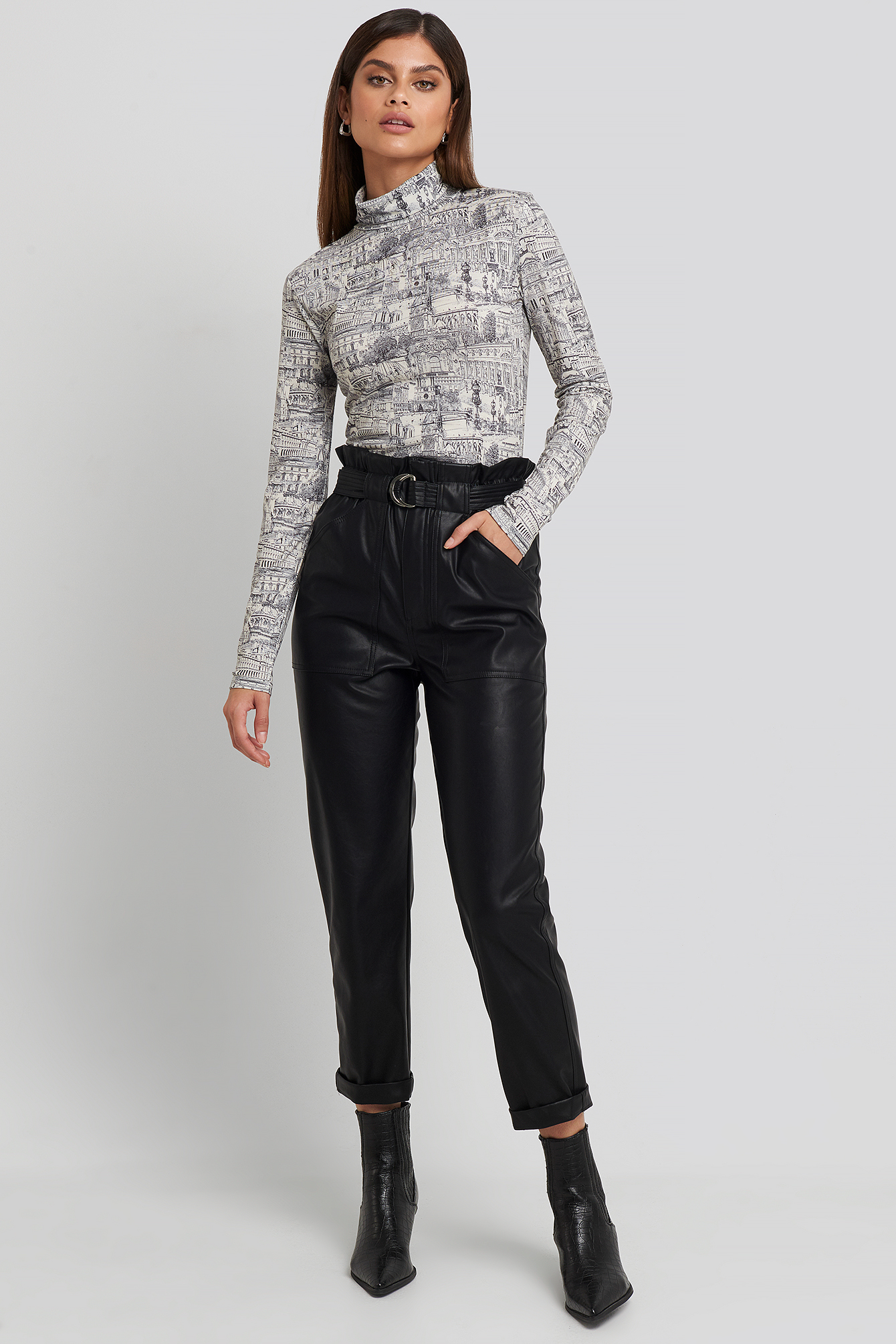 Viscose Turtleneck Top Multicolor