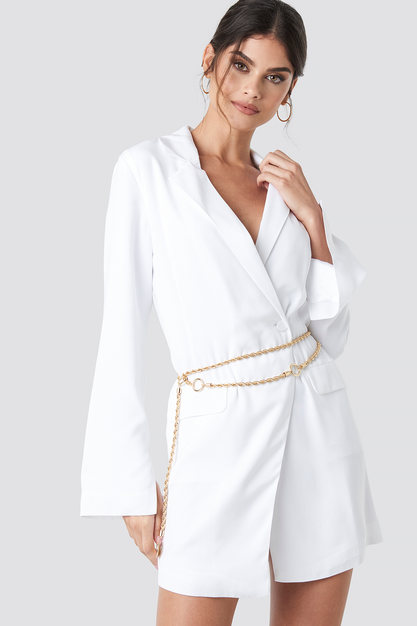 Asymmetric Blazer Dress White