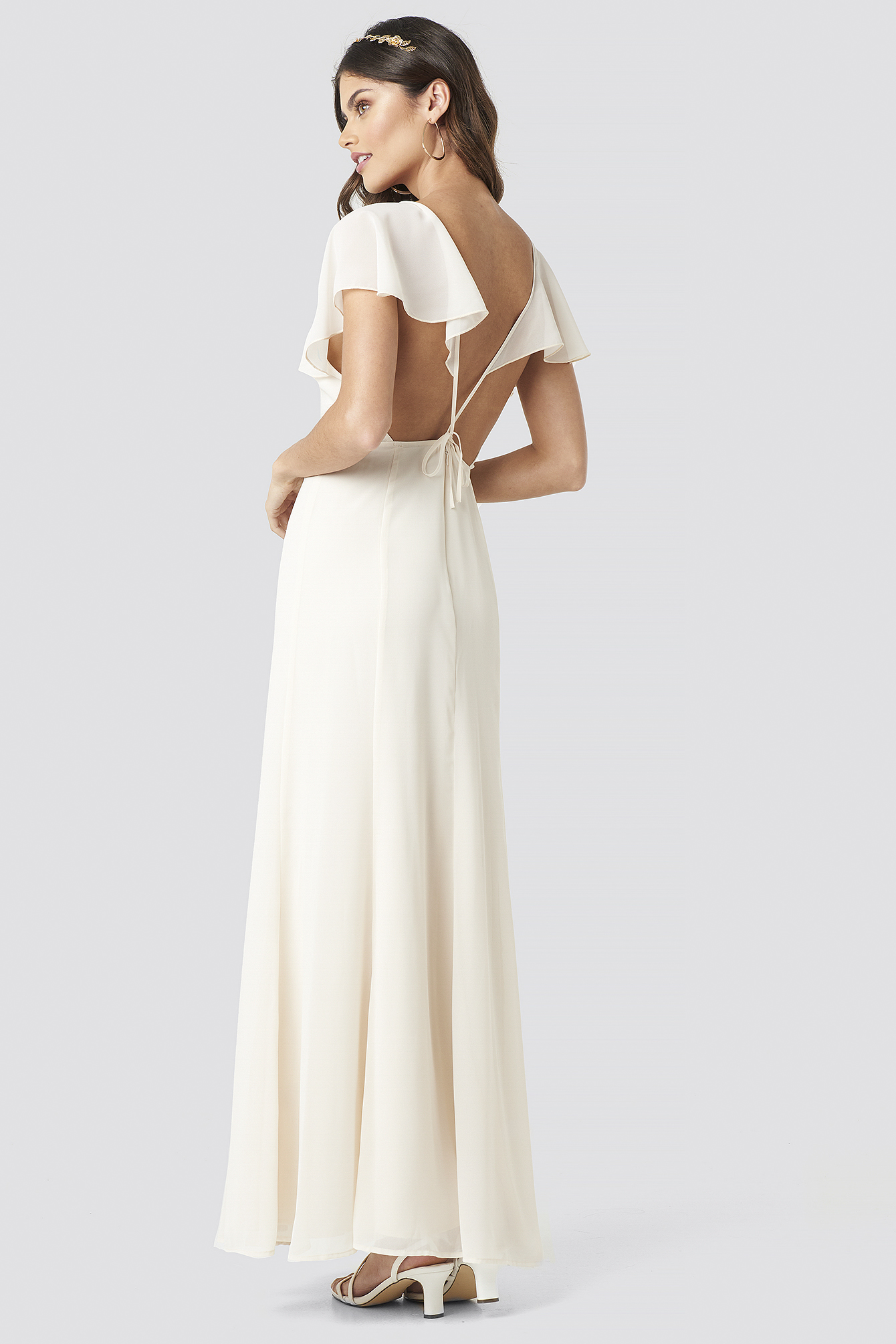 Back Detail Maxi Dress Light Beige