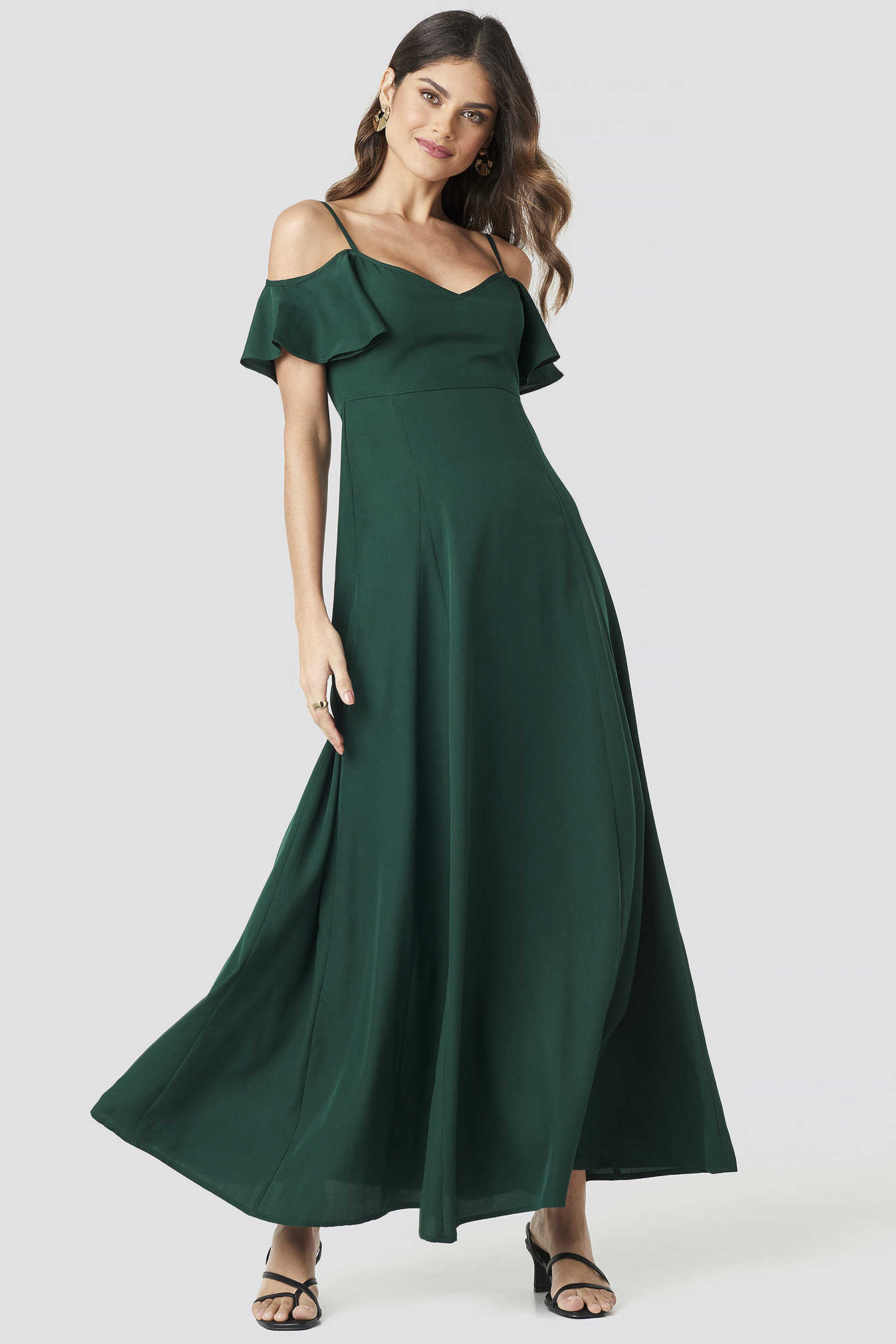 Cold Shoulder Maxi Dress Dark Green