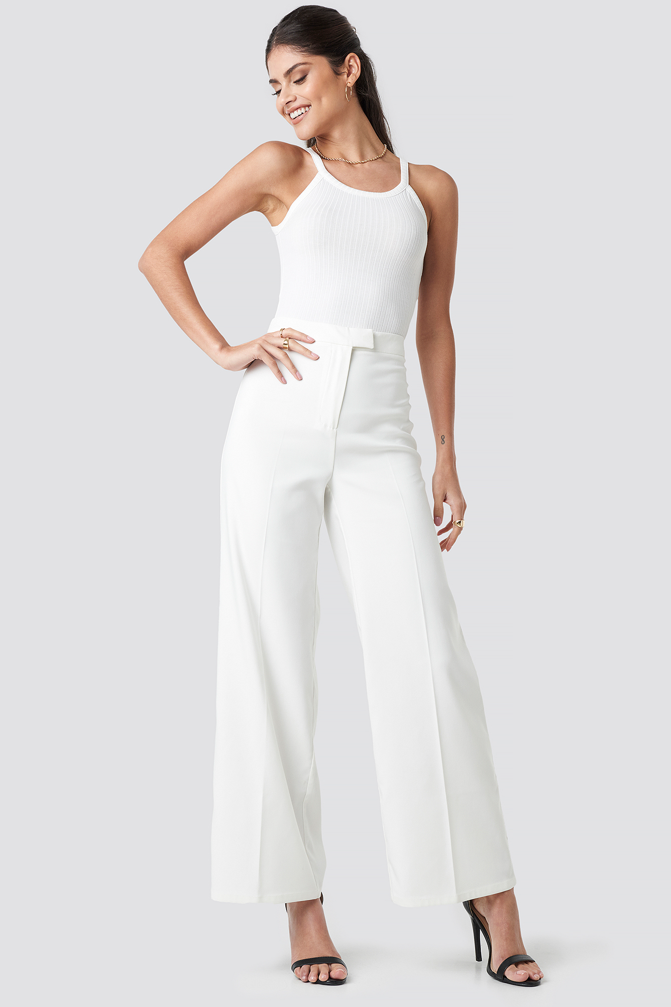 Flared Suit Pants White