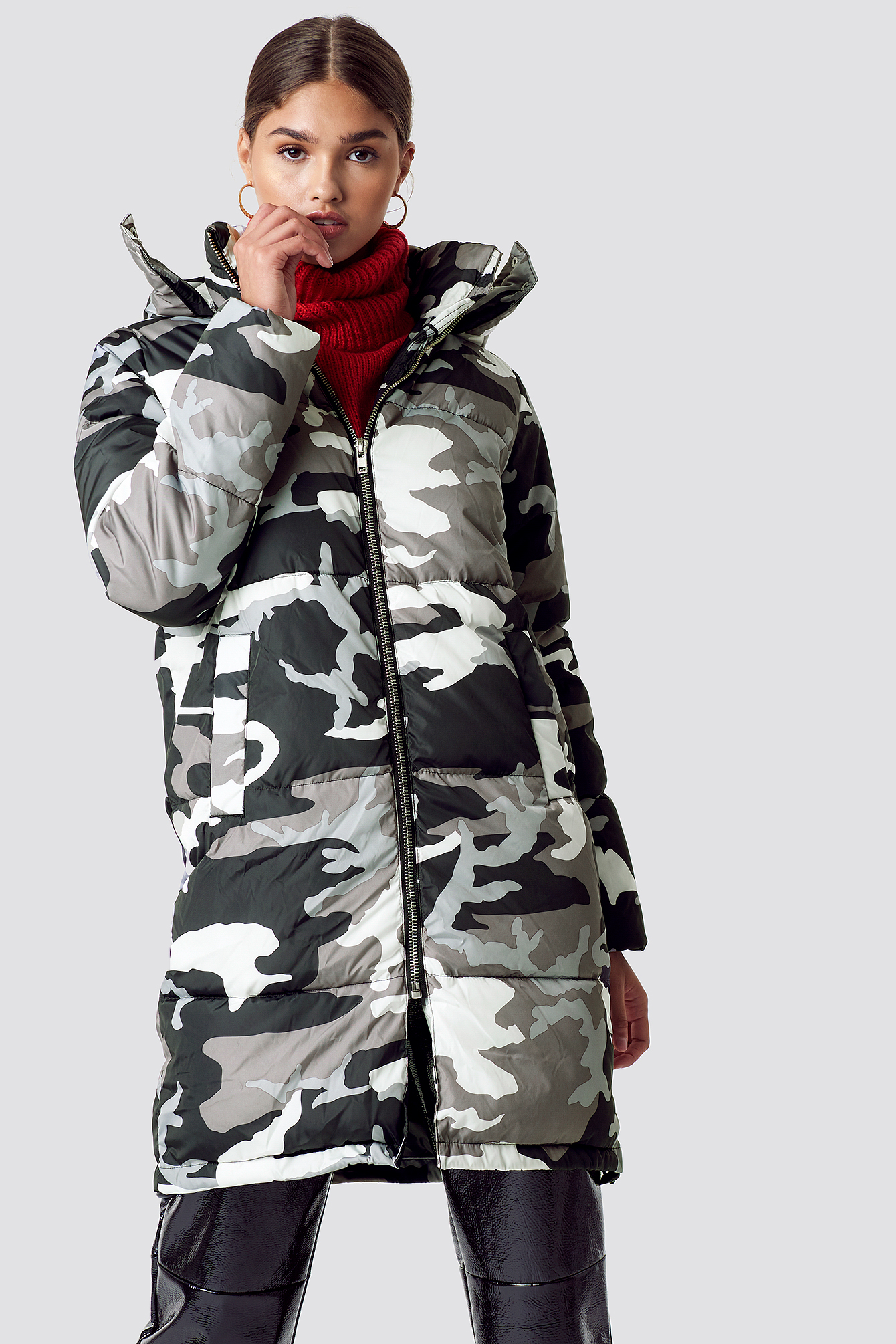 Long Camo Padded Jacket Camo/Grey