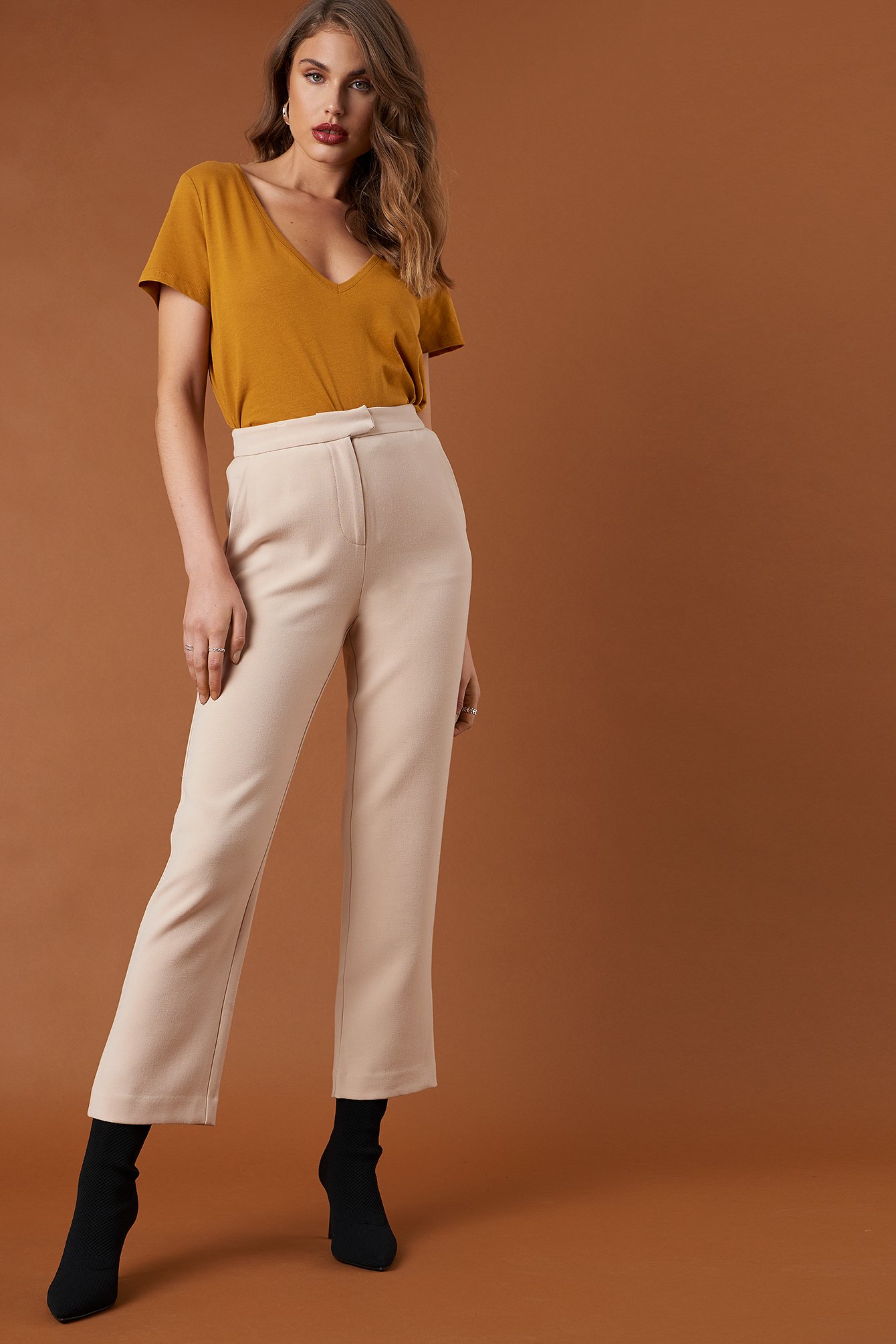 Beige NA-KD Classic Relaxed Suit Pants