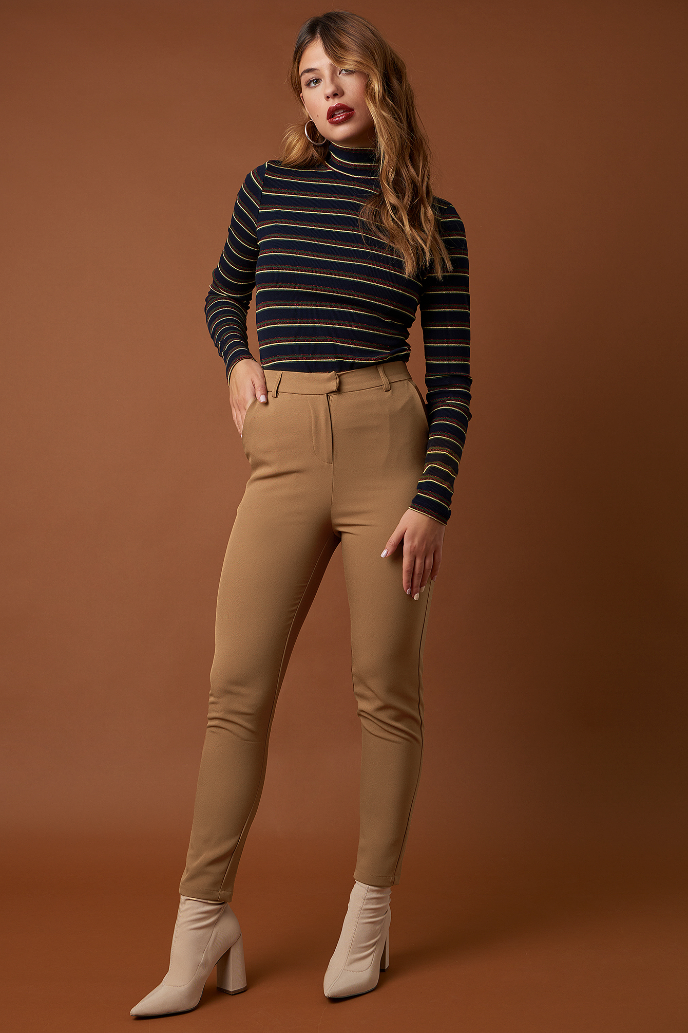 Tailored Straight Suit Pants Toffee