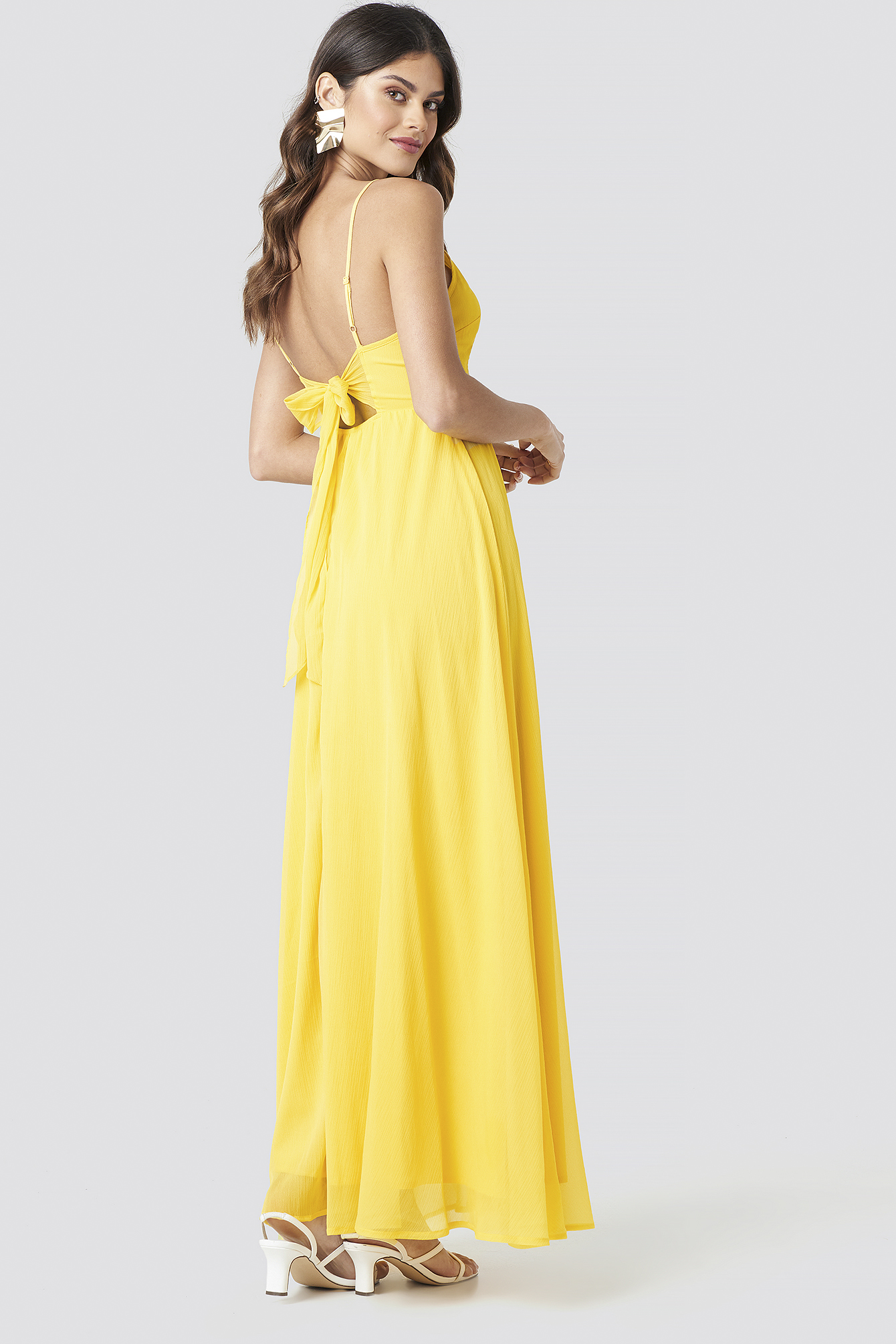Tie Back Detail Maxi Dress Yellow | NA-KD