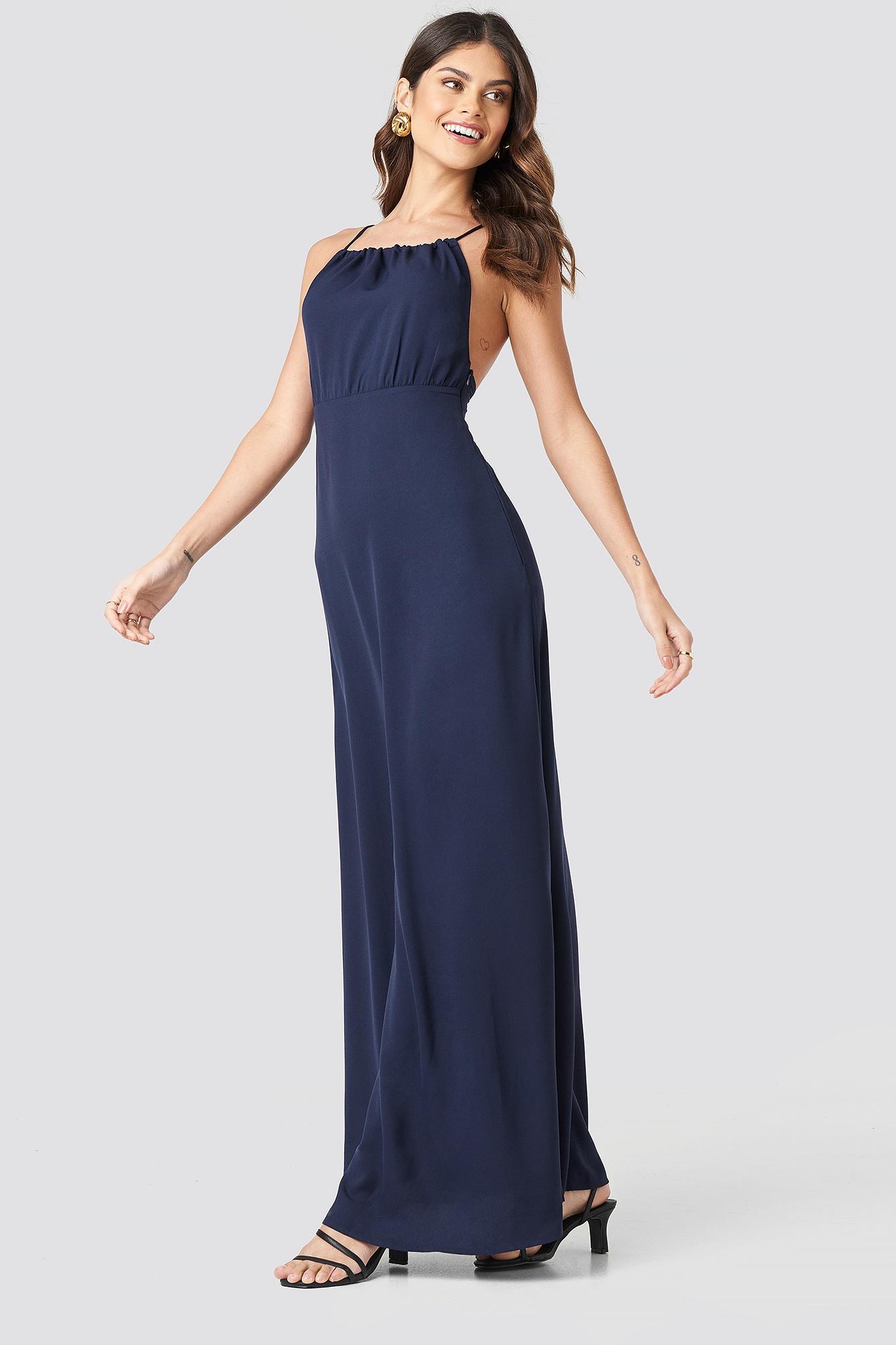Tie Back Maxi Dress Dark Blue