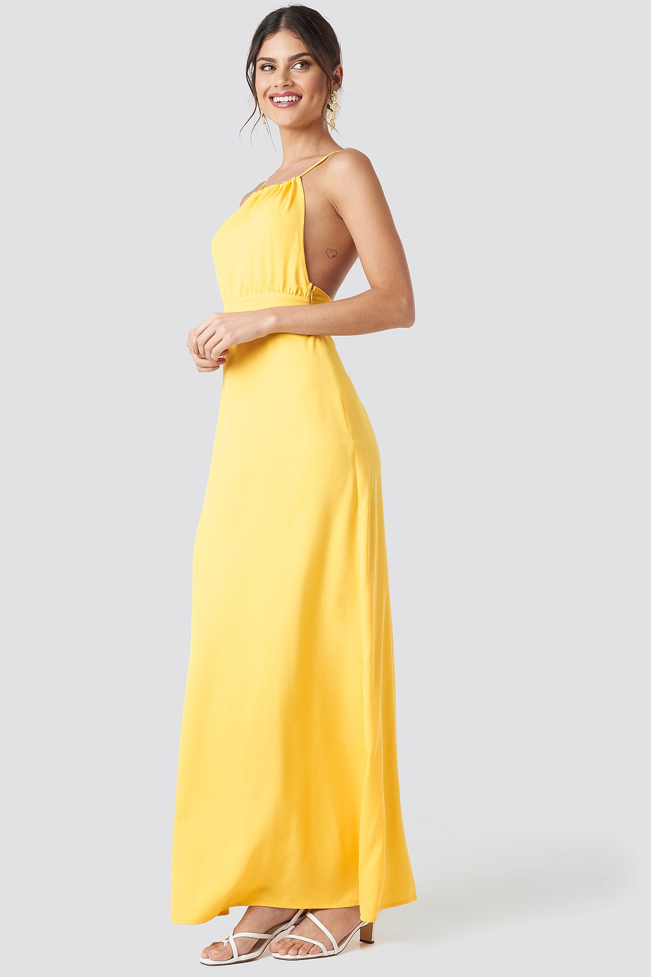 Tie Back Maxi Dress Yellow | na-kd.com