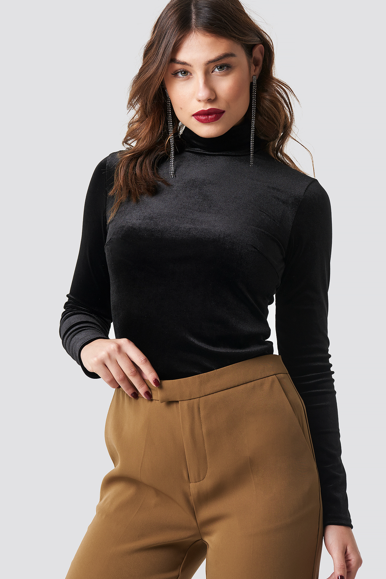 Velvet Polo Top Black