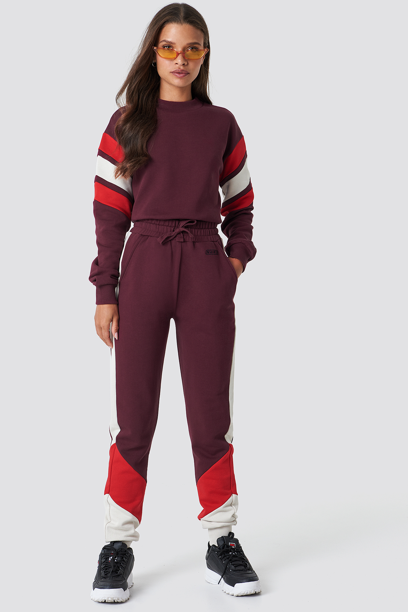 Blocked Sweatpants Dark Red