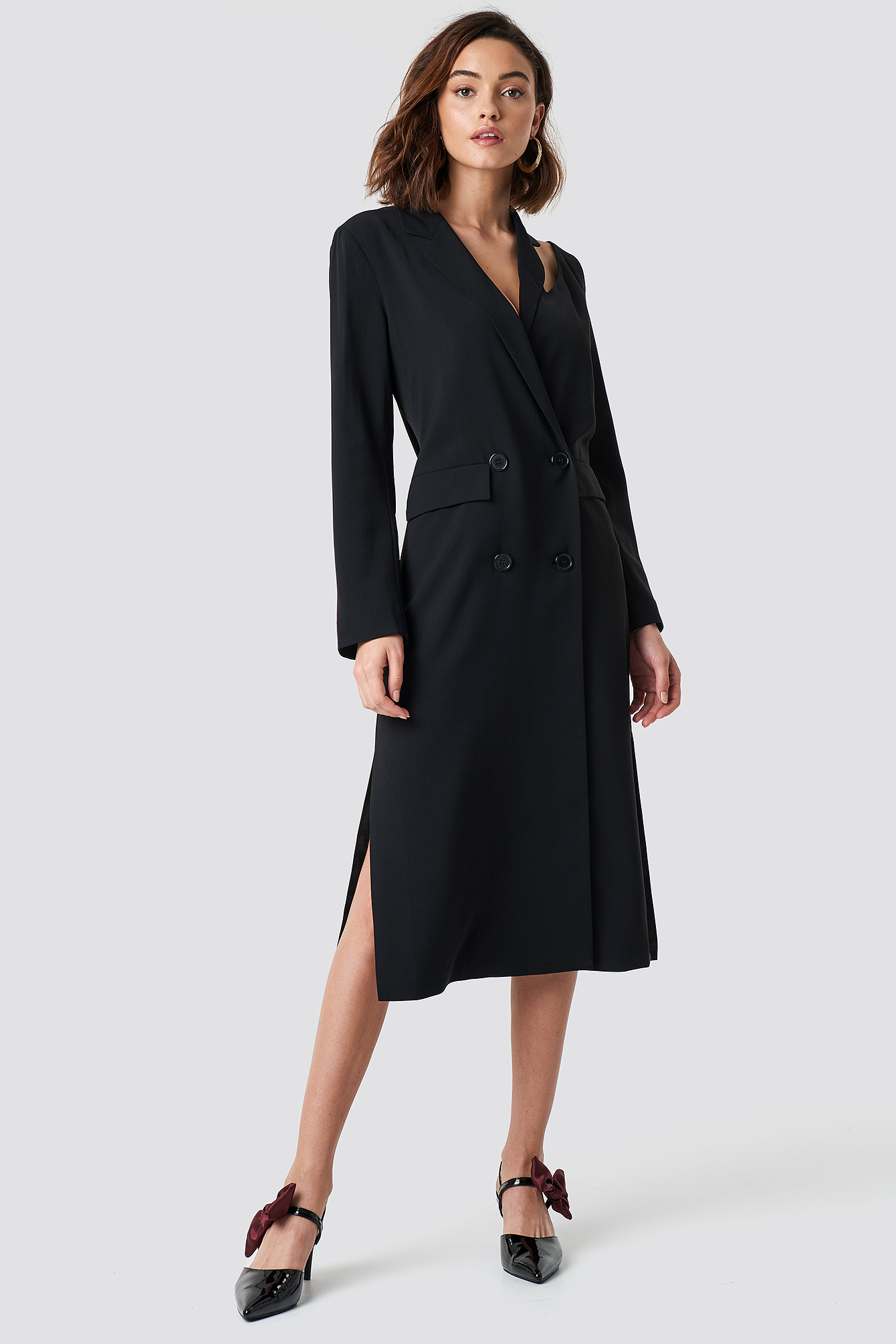 Cold Shoulder Trench Coat Black