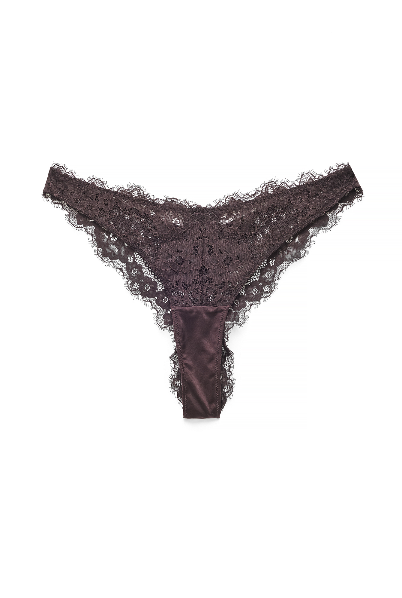 Brown Eyelash Lace Brazilian Panty
