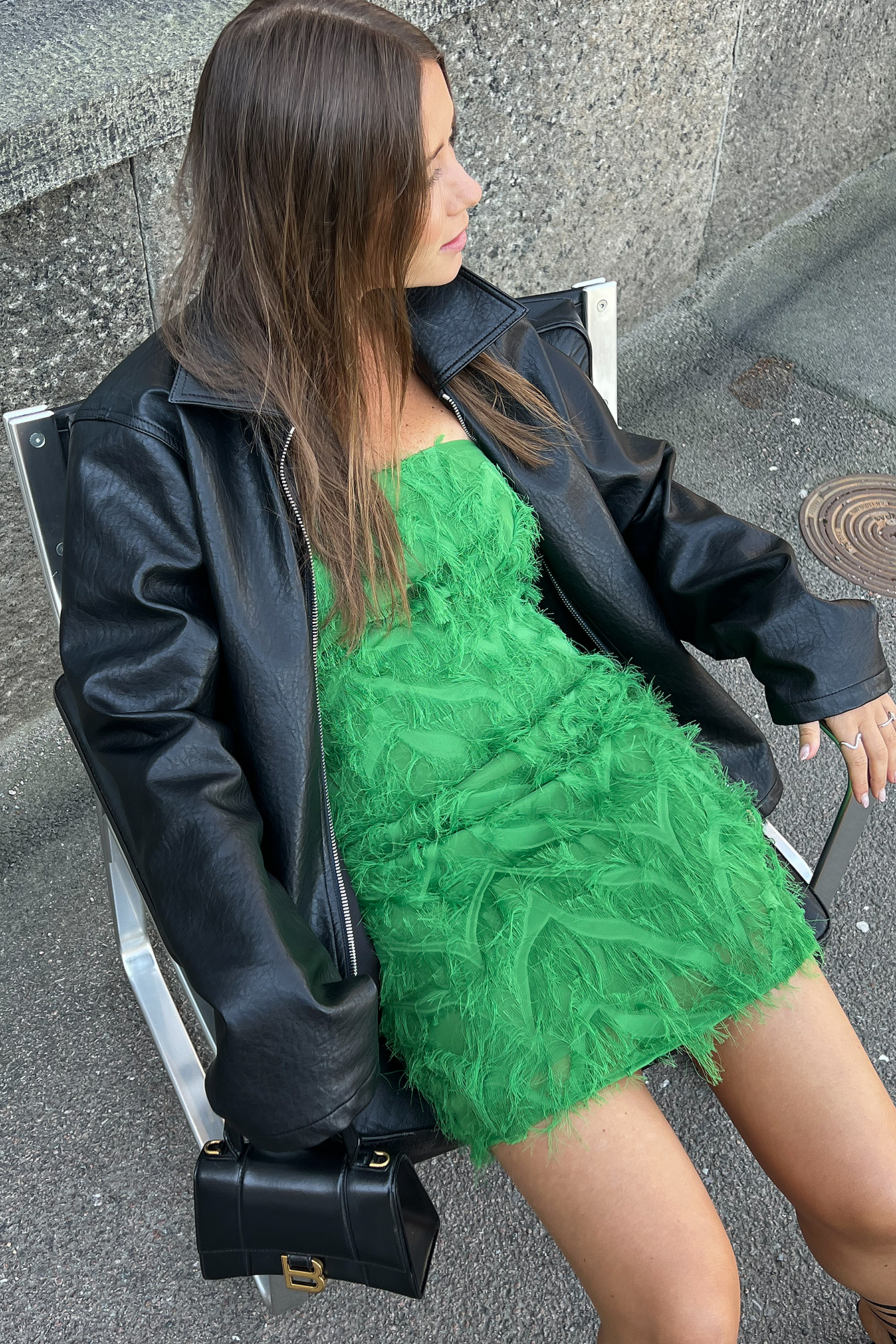 Green Minisukienka z piórami