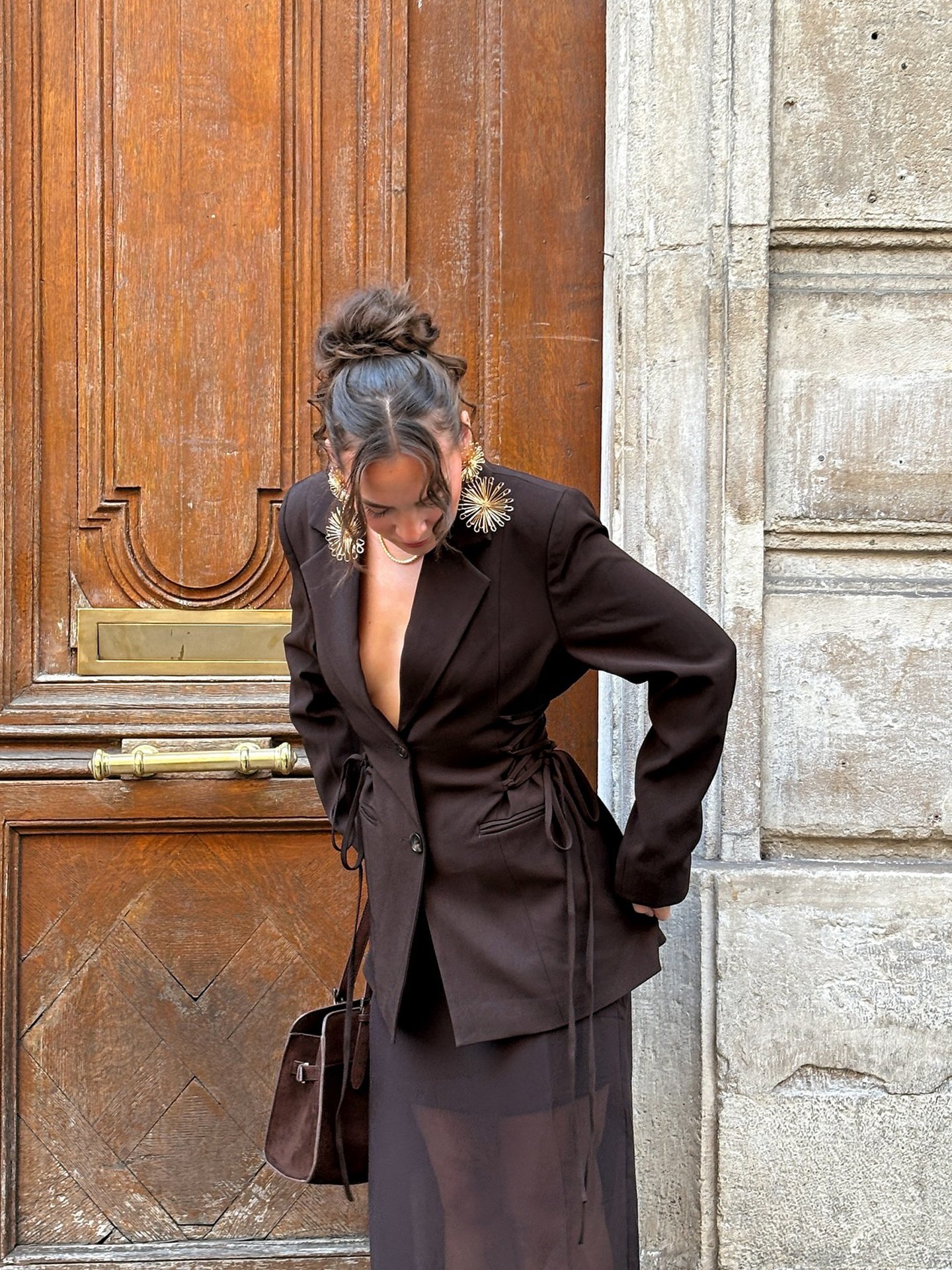 Blazer à laçage Marron