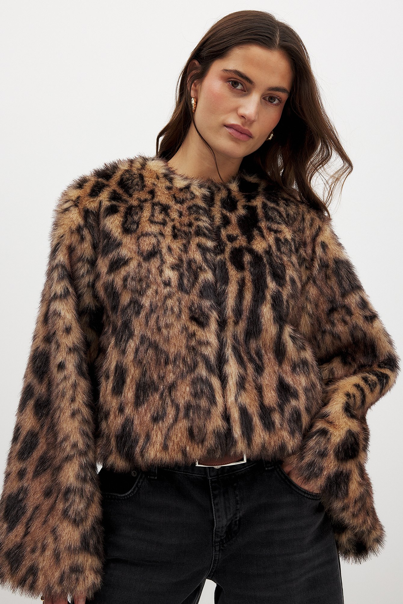 NA-KD Veste léopard en fausse fourrure - Manteaux en fausse fourrure - Leopard - EU 32 - NA-KD / NAKD