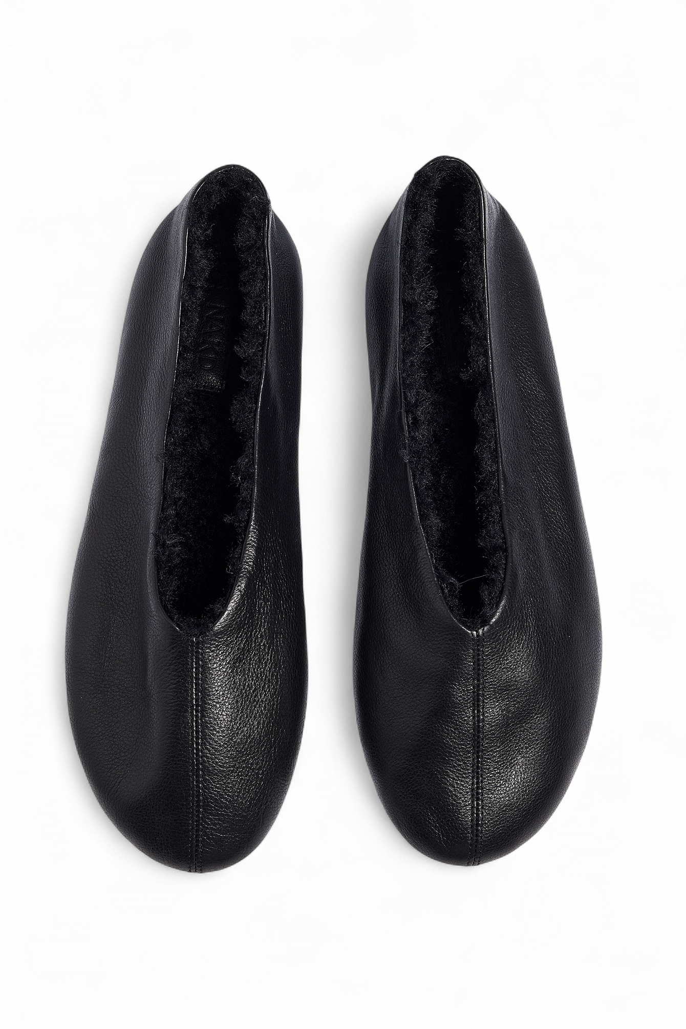 Black Ballerinaskor fodrade med konstpäls