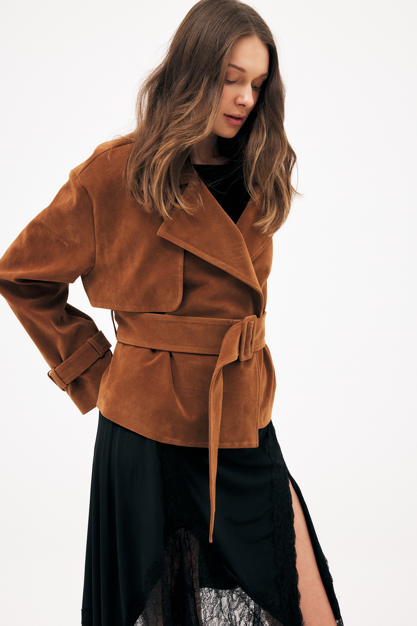 Korte trenchcoat van imitatie suède - Trenchcoats - Bruin - EU 32 - NA-KD / NAKD