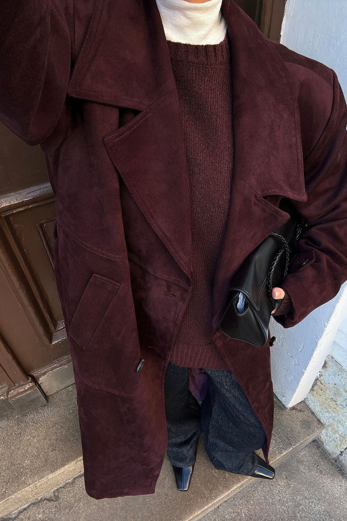 NA-KD Trench-coat oversize en faux daim - Trenchcoats - Burgundy - EU 40 - NA-KD / NAKD