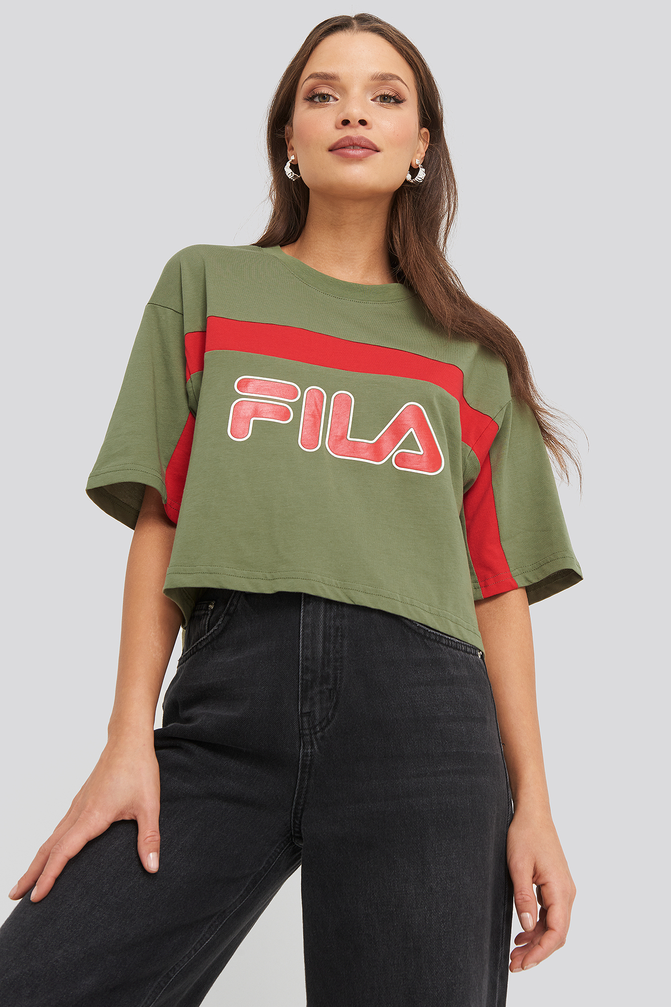 Ulani Cropped Tee Deep Lichen Green/True Red