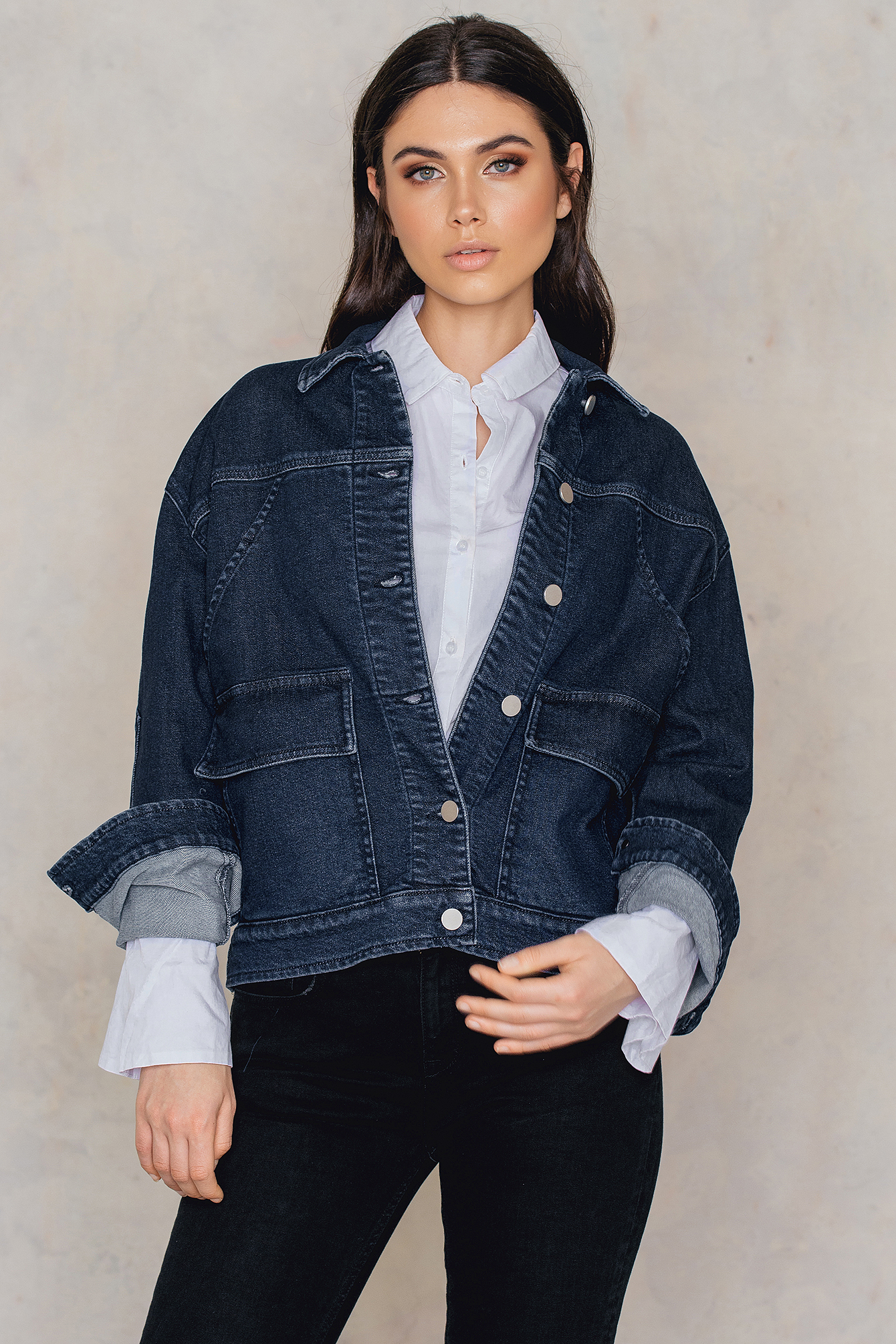 Oversized Denim Jacket Dark Blue