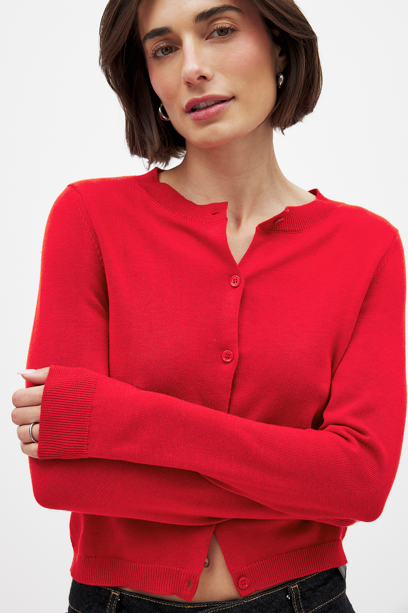 Fine Knitted Cardigan Red NA-KD - Main Image