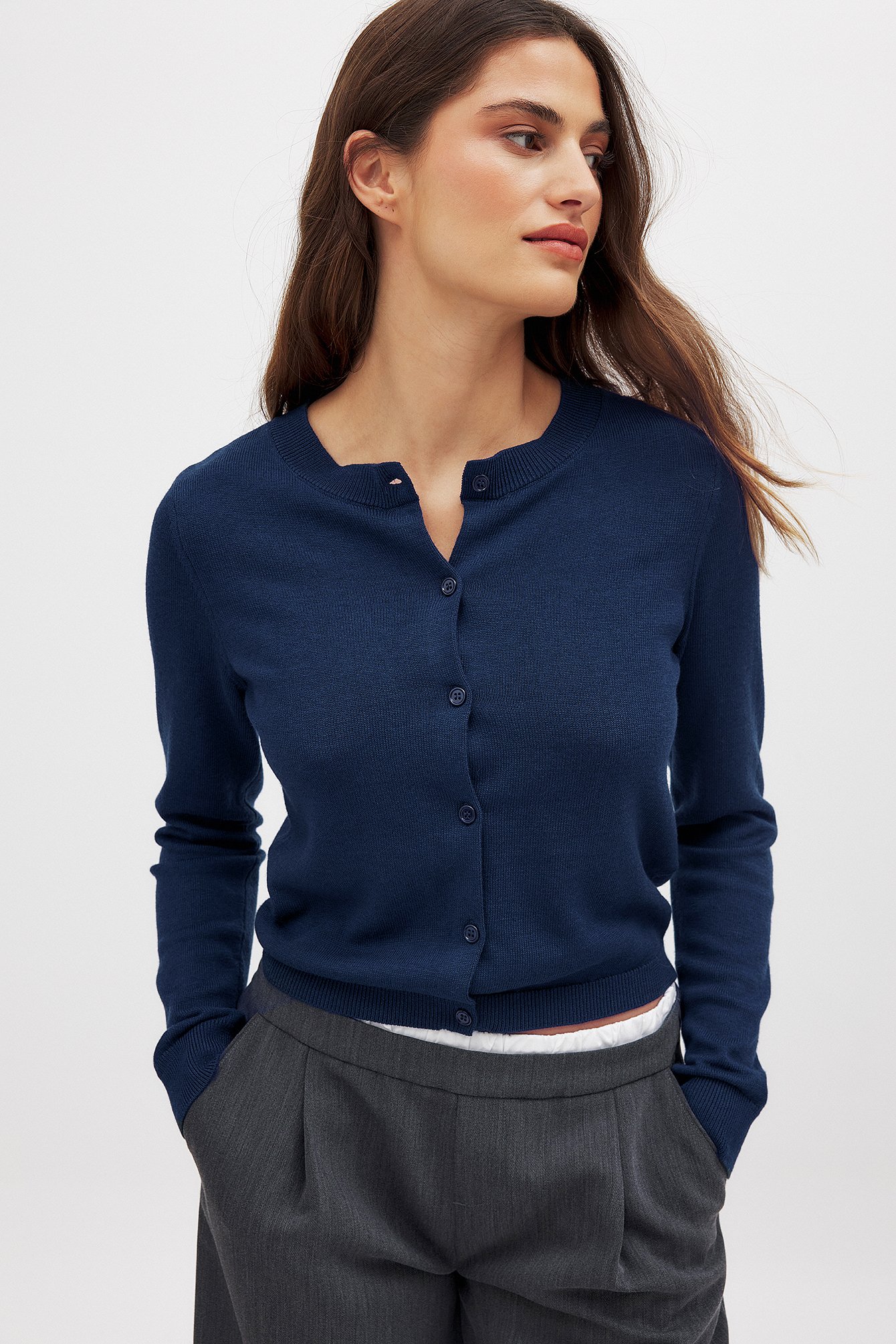 NA-KD Feiner Strickcardigan - Cardigans - Marine - X-Large - NA-KD / NAKD