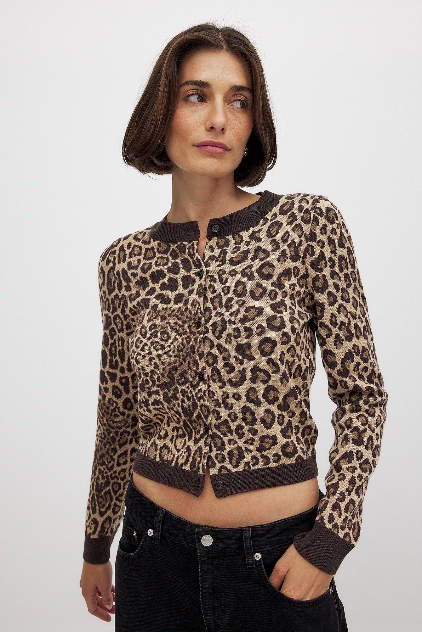 Fine Knitted Cardigan Leopard NA-KD - Main Image