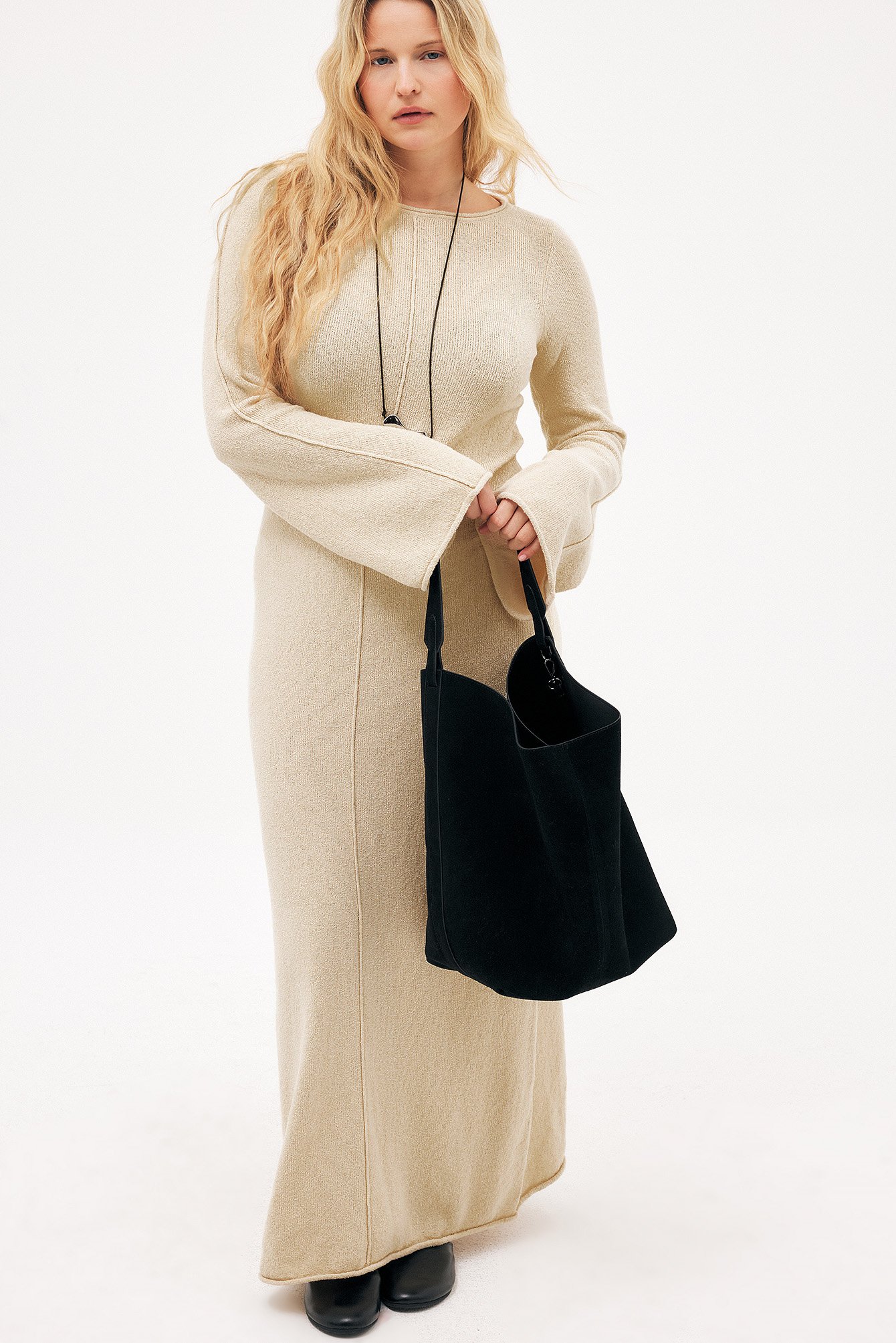 NA-KD Fijn gebreide maxi-jurk - Kerstjurken - Beige - S - NA-KD / NAKD