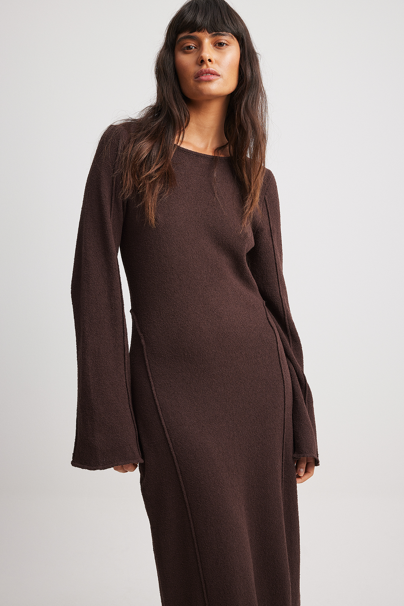 Fine Knitted Maxi Dress Brown | NA-KD Fine Knitted Maxi Dress Brown | NA-KD