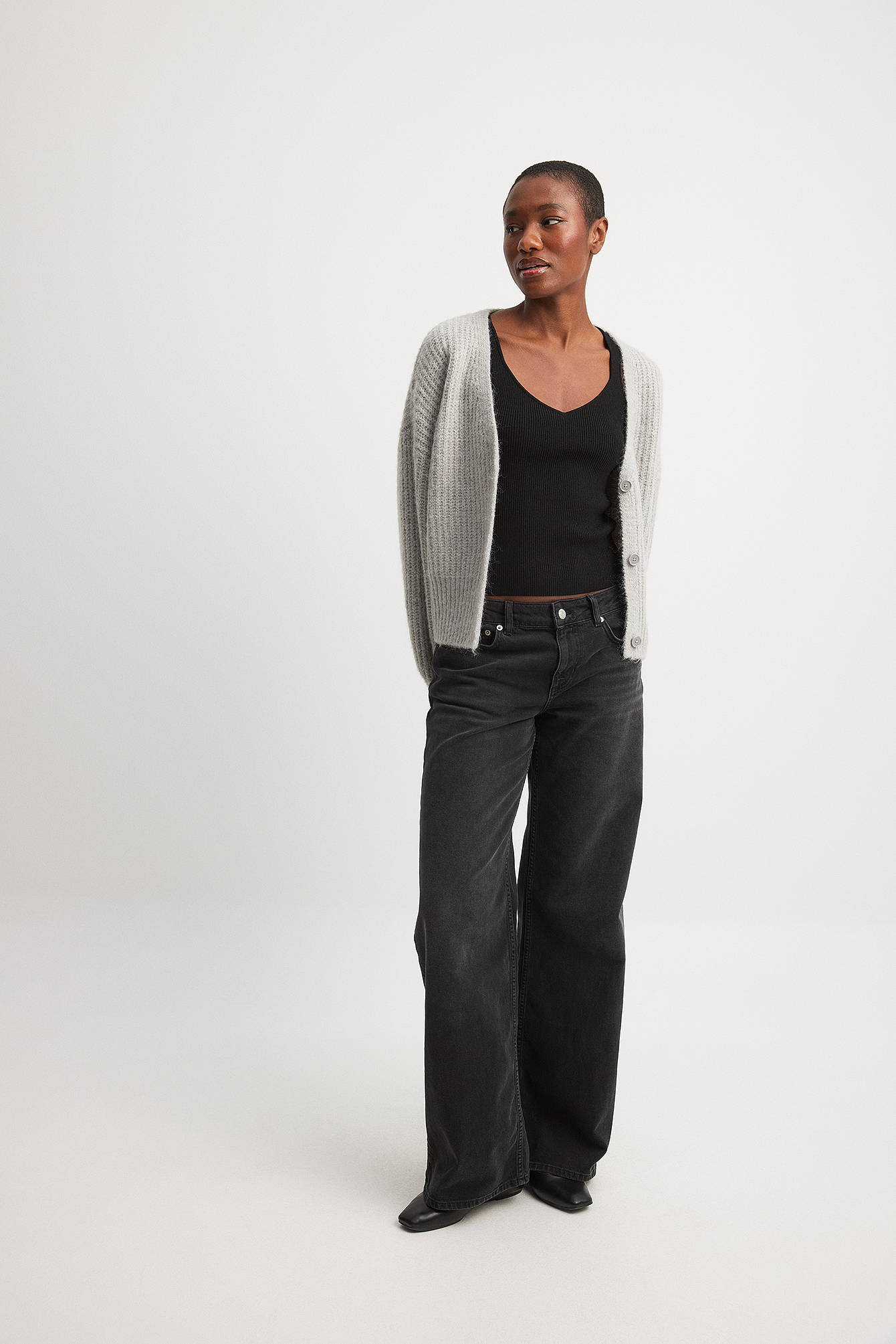 NA-KD Fine Knitted Scoop Neck Top - Summer Tops - Black - X-Small - NA-KD / NAKD