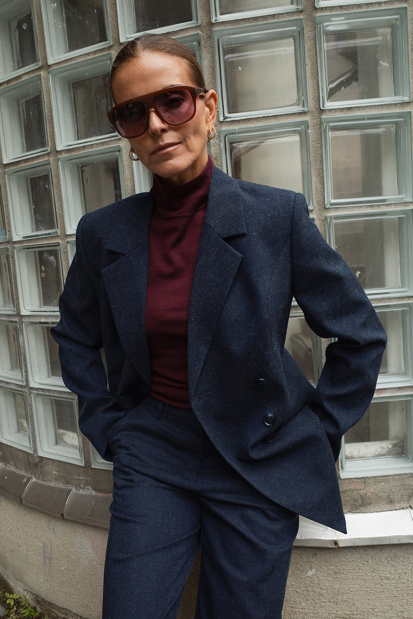 Janka Polliani x NA-KD Fitted Longline Blazer - Suits - Blue - EU 36 - NA-KD / NAKD