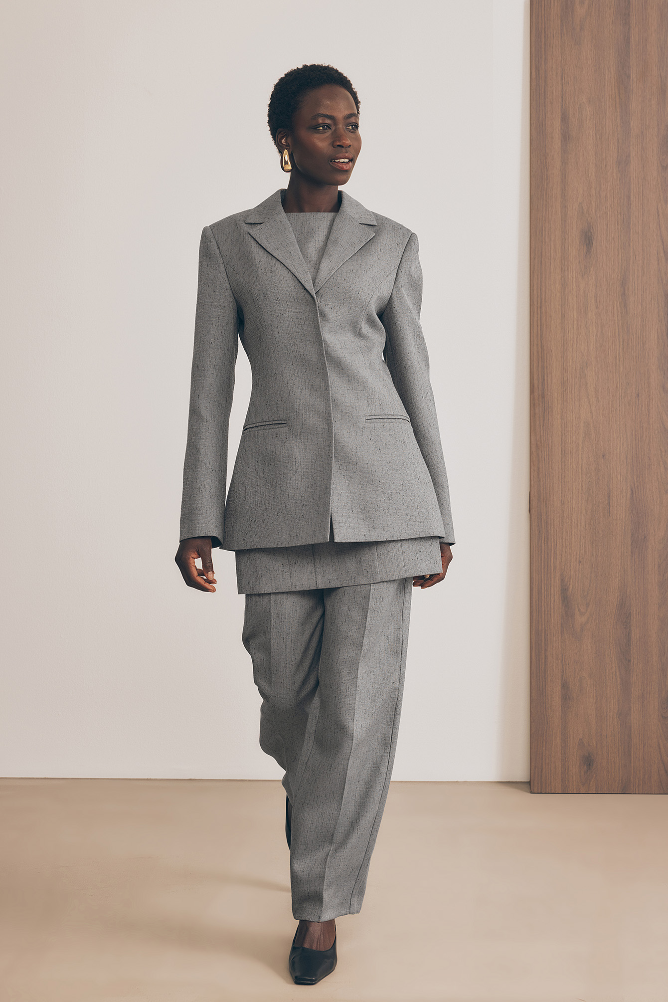 NA-KD Fitted Melange Blazer - Tailored Blazers - Grey - EU 32 - NA-KD / NAKD
