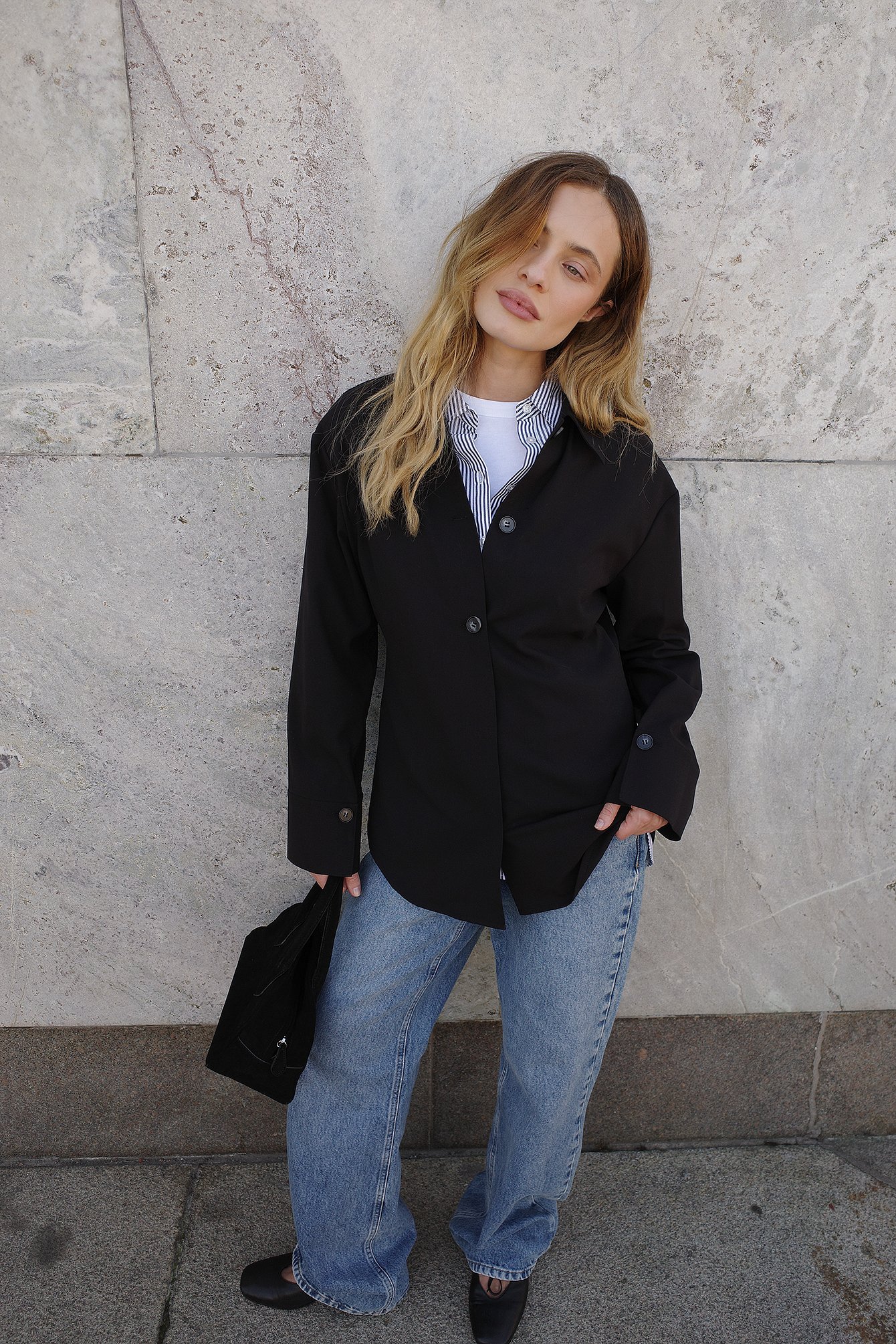 Janka Polliani x NA-KD Fitted Tailored Shirt - Shirts - Black - EU 32 - NA-KD / NAKD