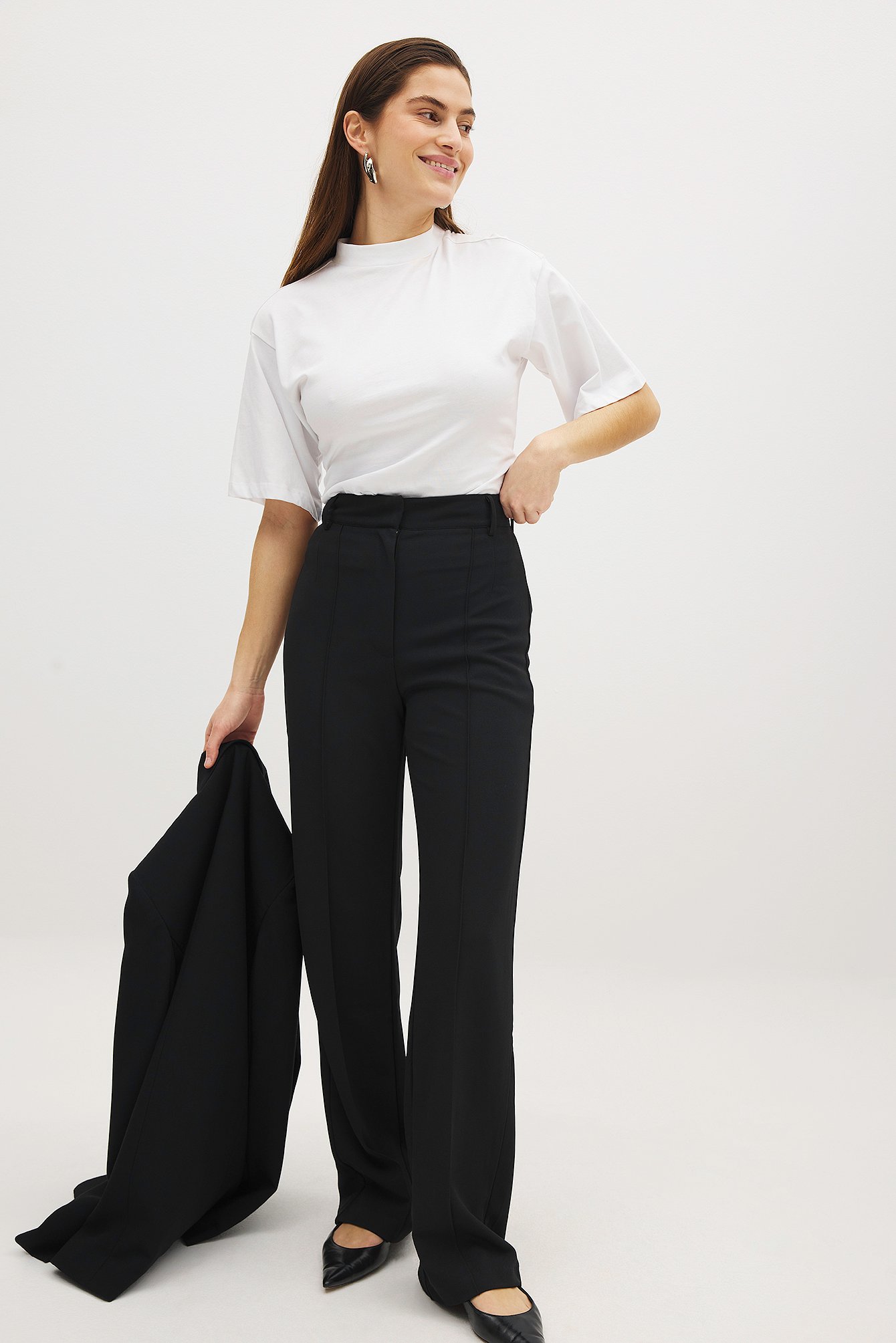 Wide High Waist Pants - Work Trousers - Black - EU 44 Wide High Waist Pants - Work Trousers - Black - EU 44