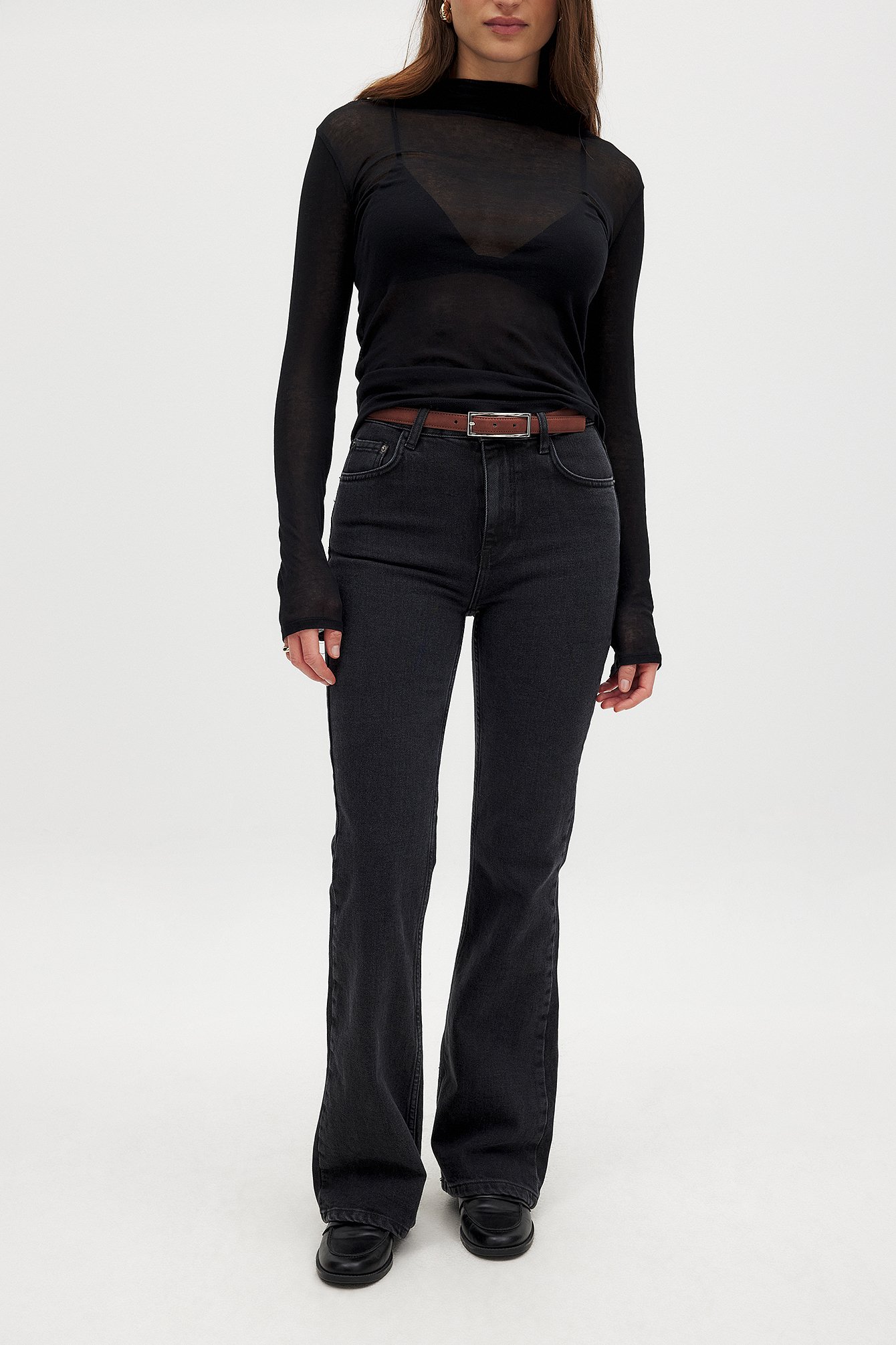 NA-KD Jean évasé à taille haute - Jean flared - Noir - EU 34 - NA-KD / NAKD