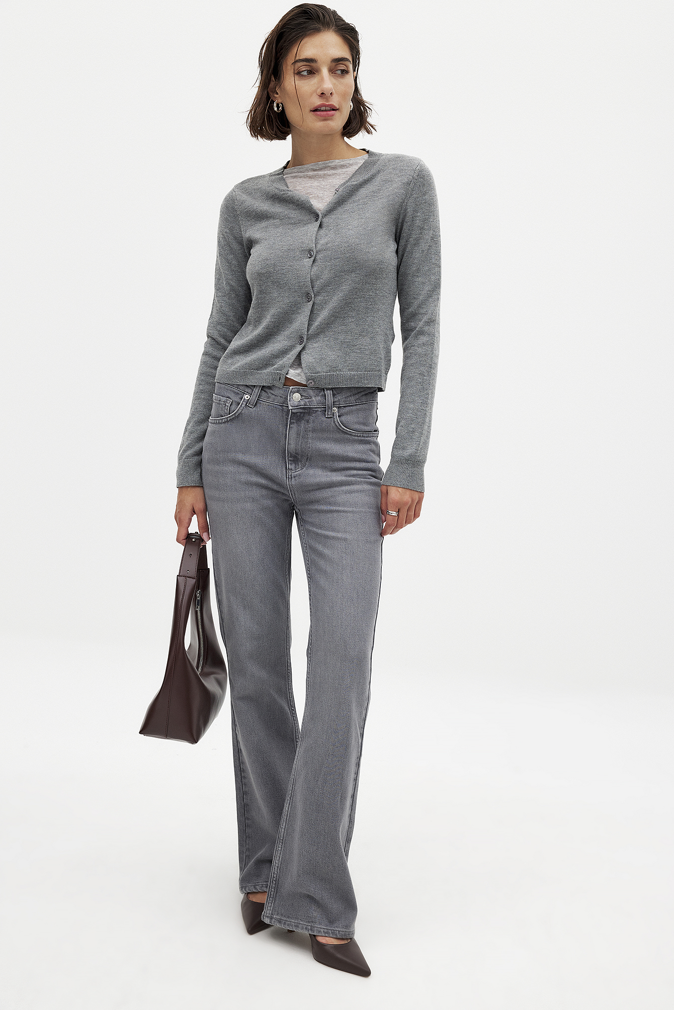 Long Turtle Neck Knitted Sweater Beige | NA-KD