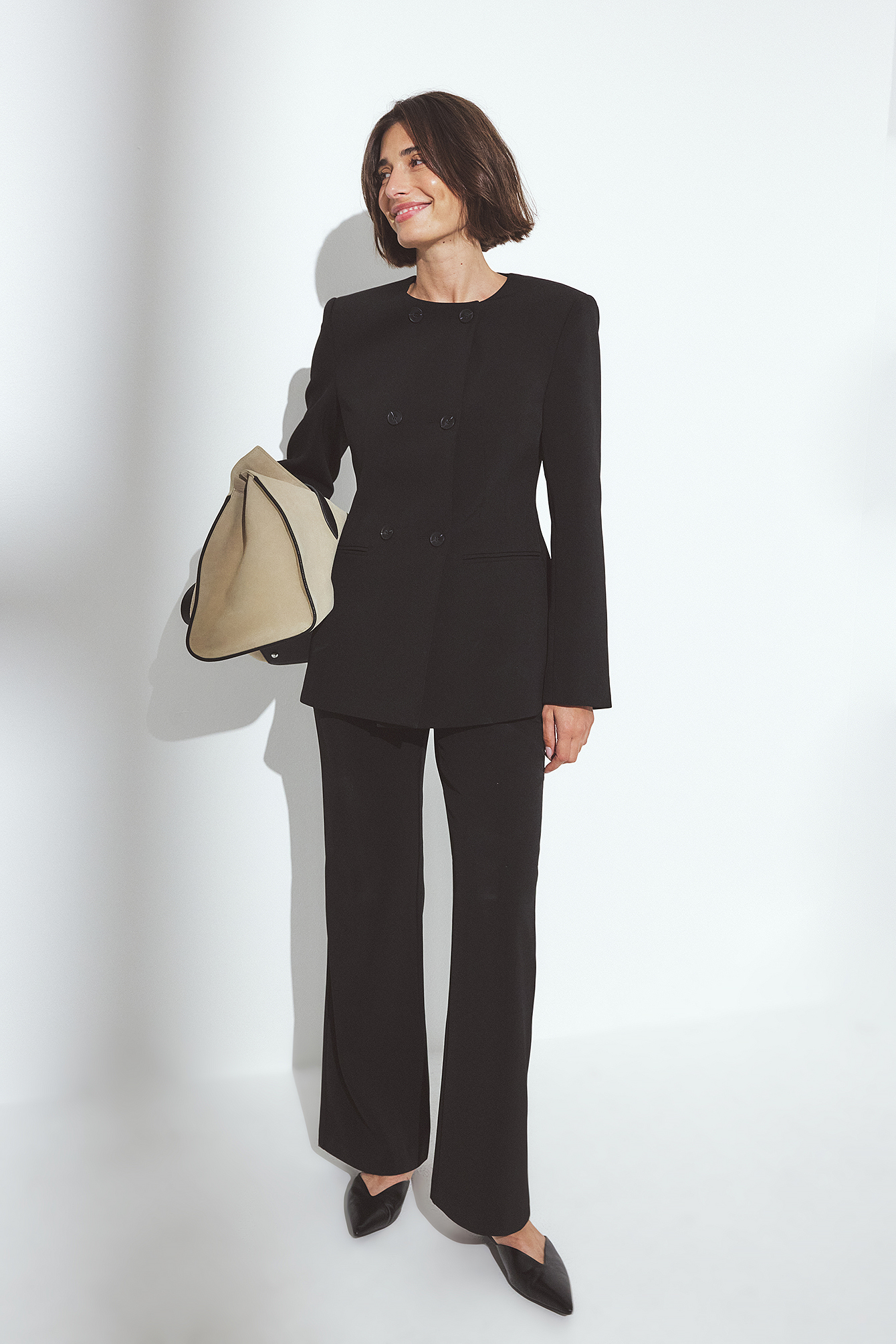 Shpresa x NA-KD Flared High Waist Suit Pants - Flared Pants - Black - EU 38 - NA-KD / NAKD