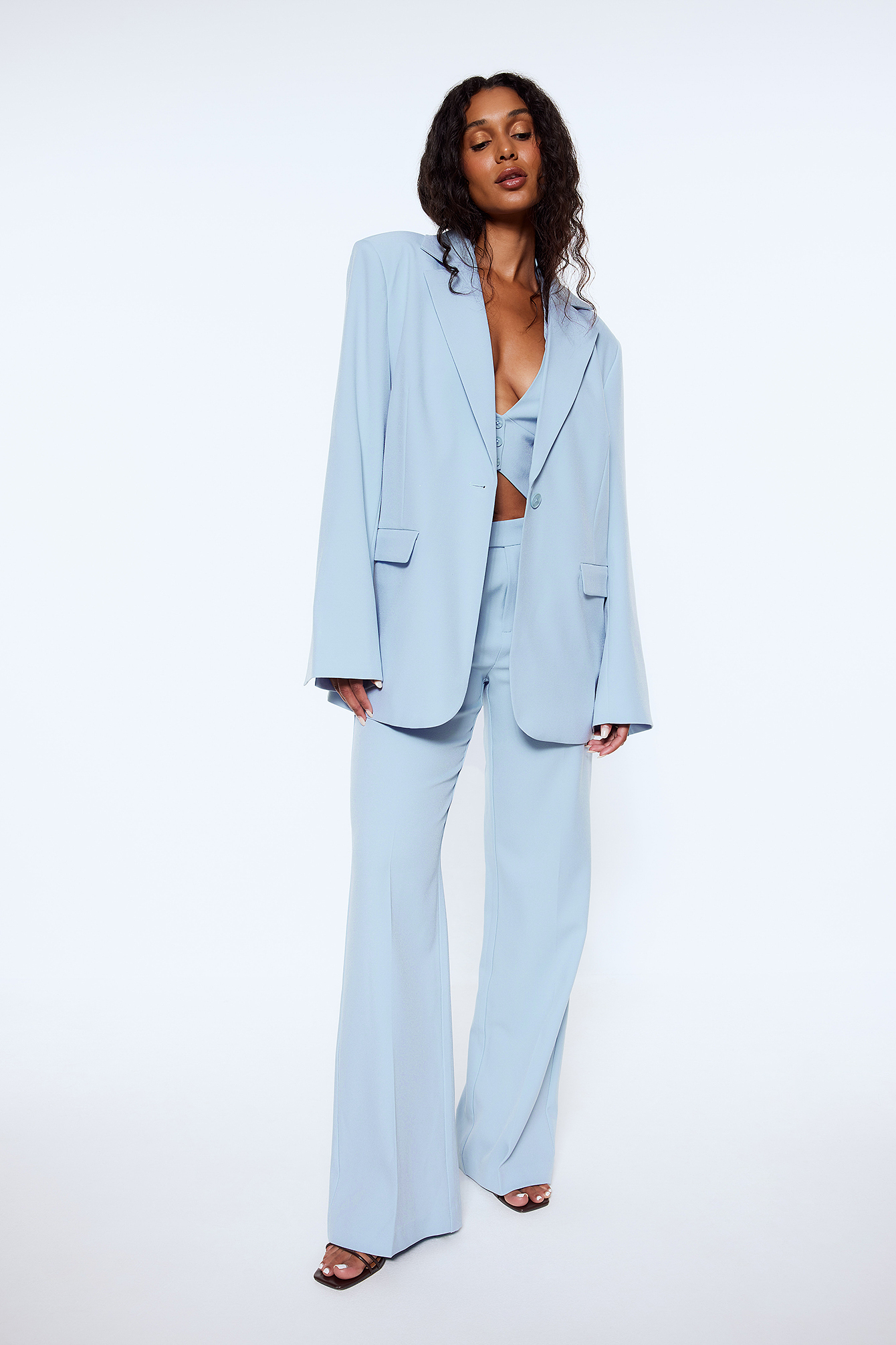 Flared Suit Trousers Blue