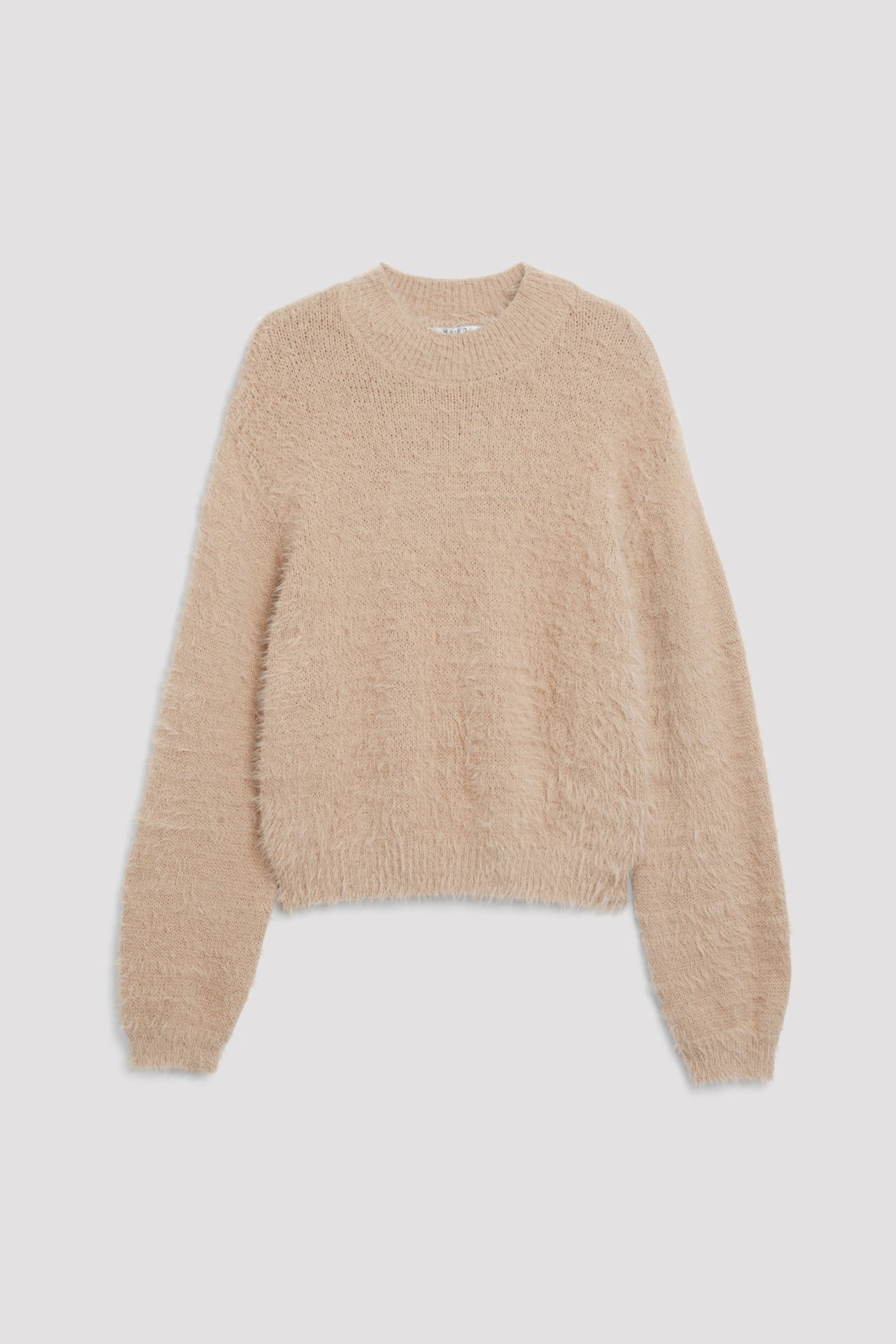 Beige Fuzzy Knitted Sweater