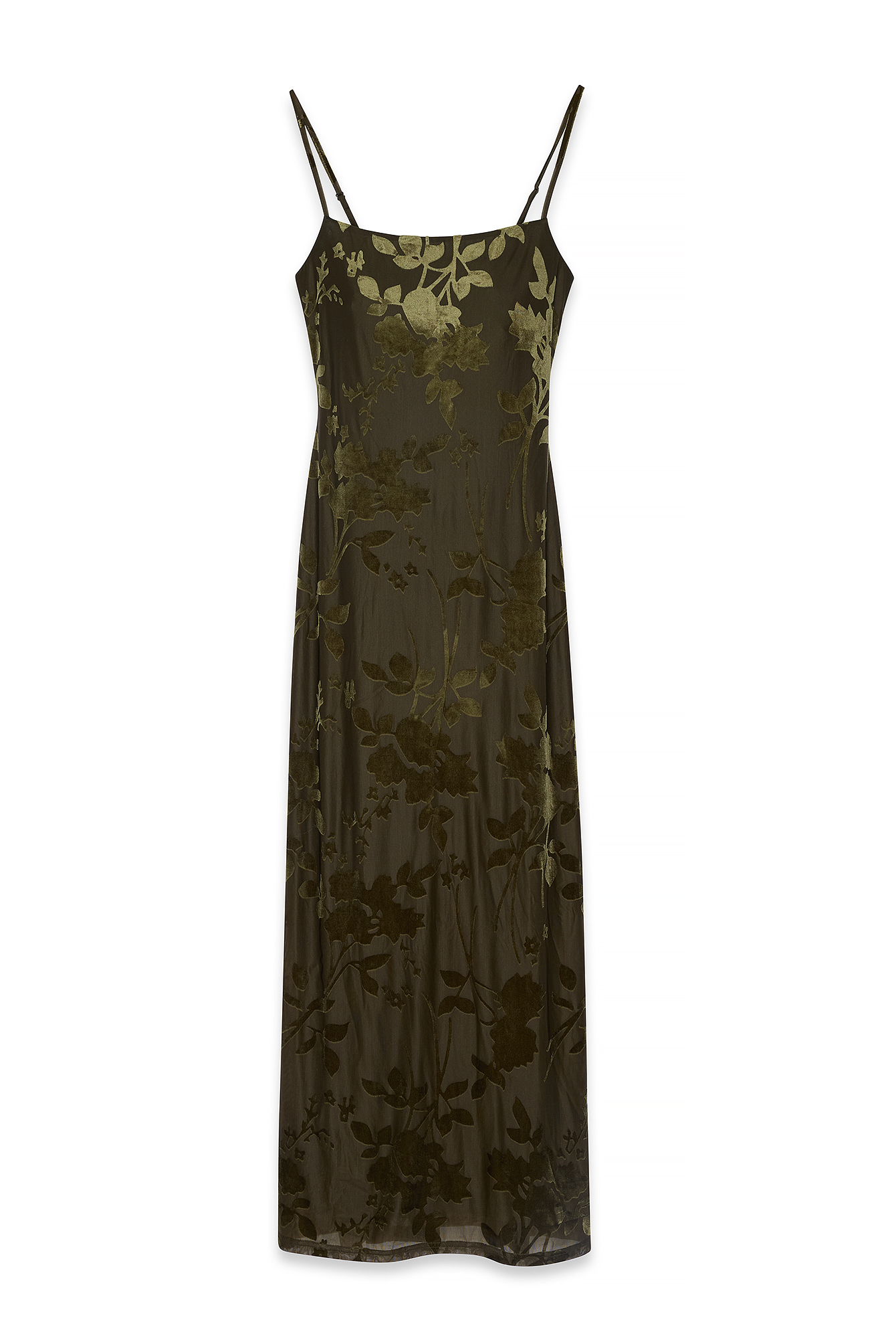 Khaki Robe maxi imprimé fleuri