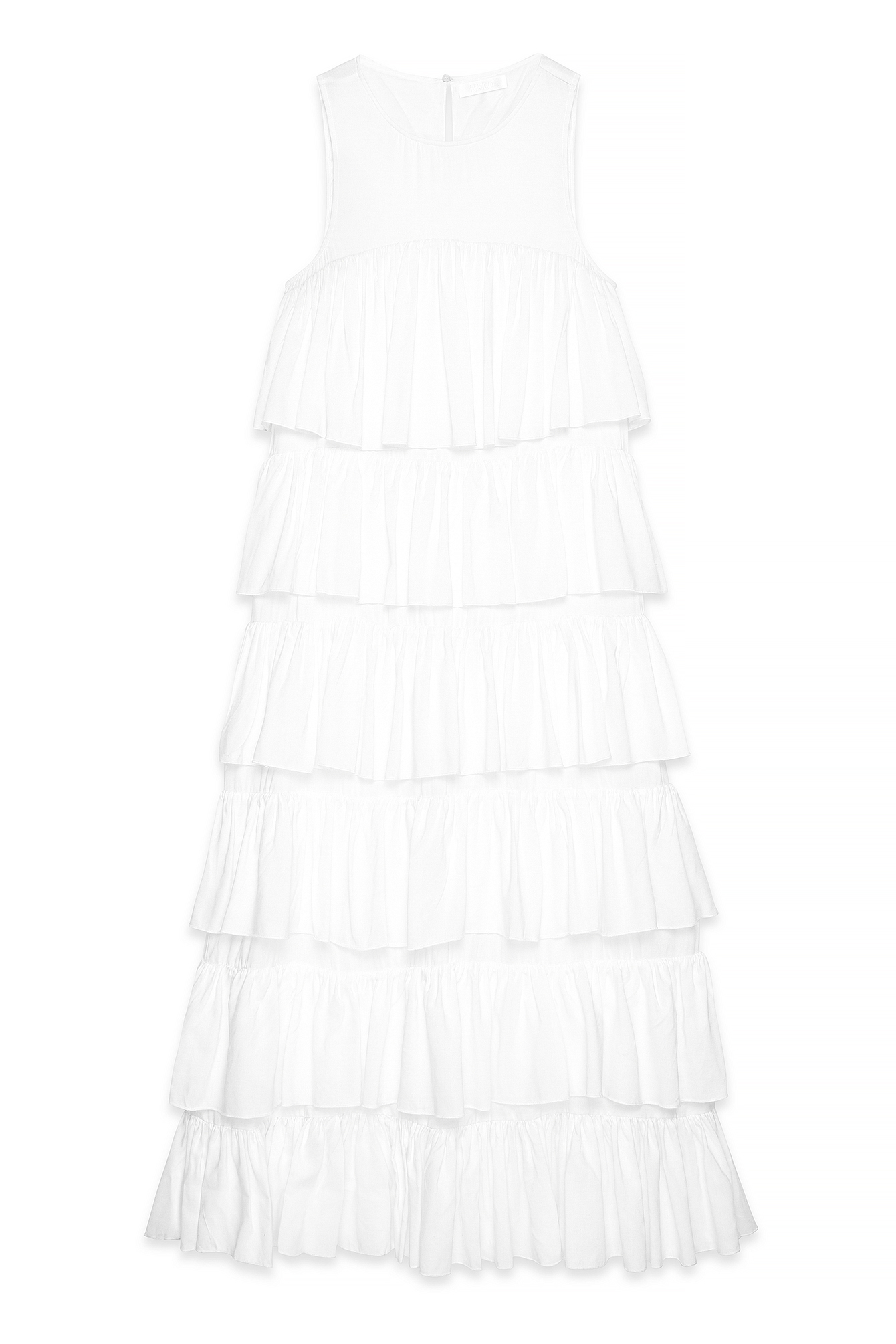 White Flounce Detail Maxi Dress