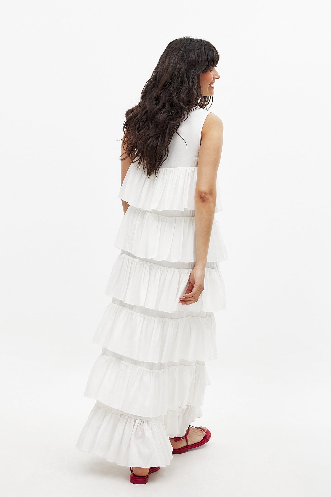 Handpicked x NA-KD Flounce Detail Maxi Dress - Graduation Dresses - White - EU 32 - NA-KD / NAKD