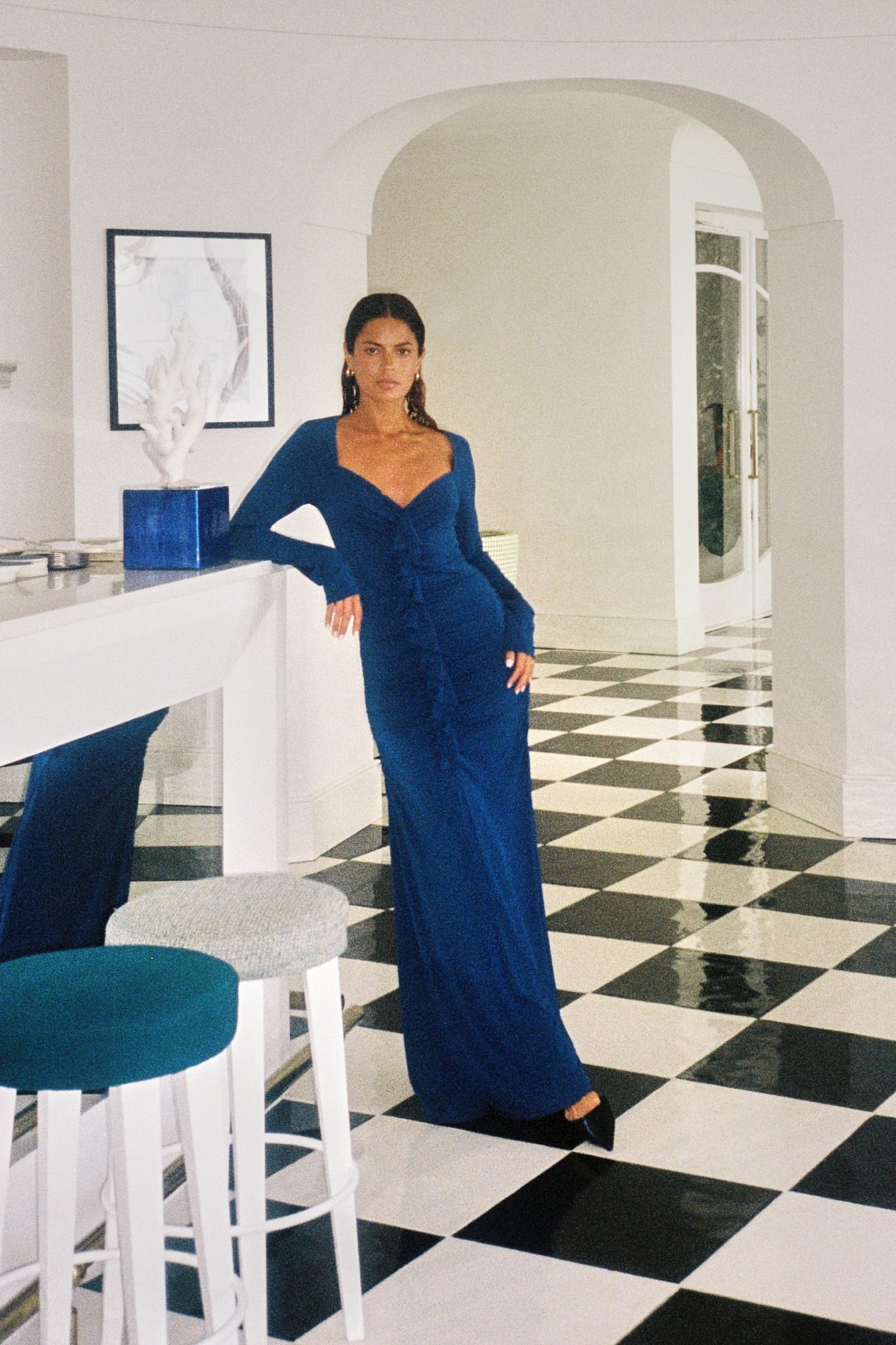 Womens Blue Long Sleeve Maxi Dresses | NA-KD