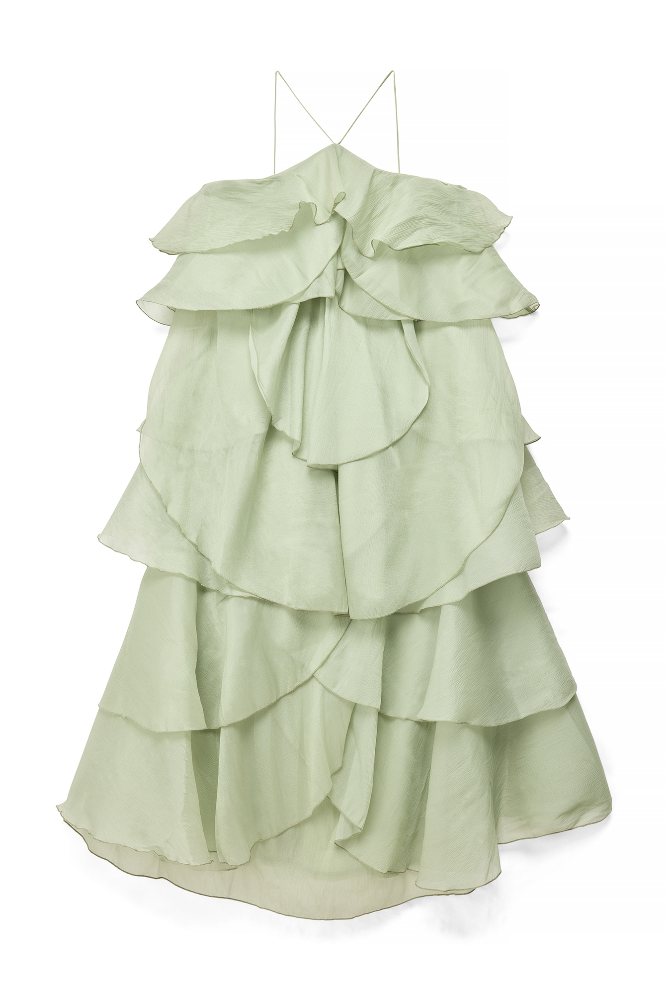 Pistachio Flounce Detail Maxi Dress