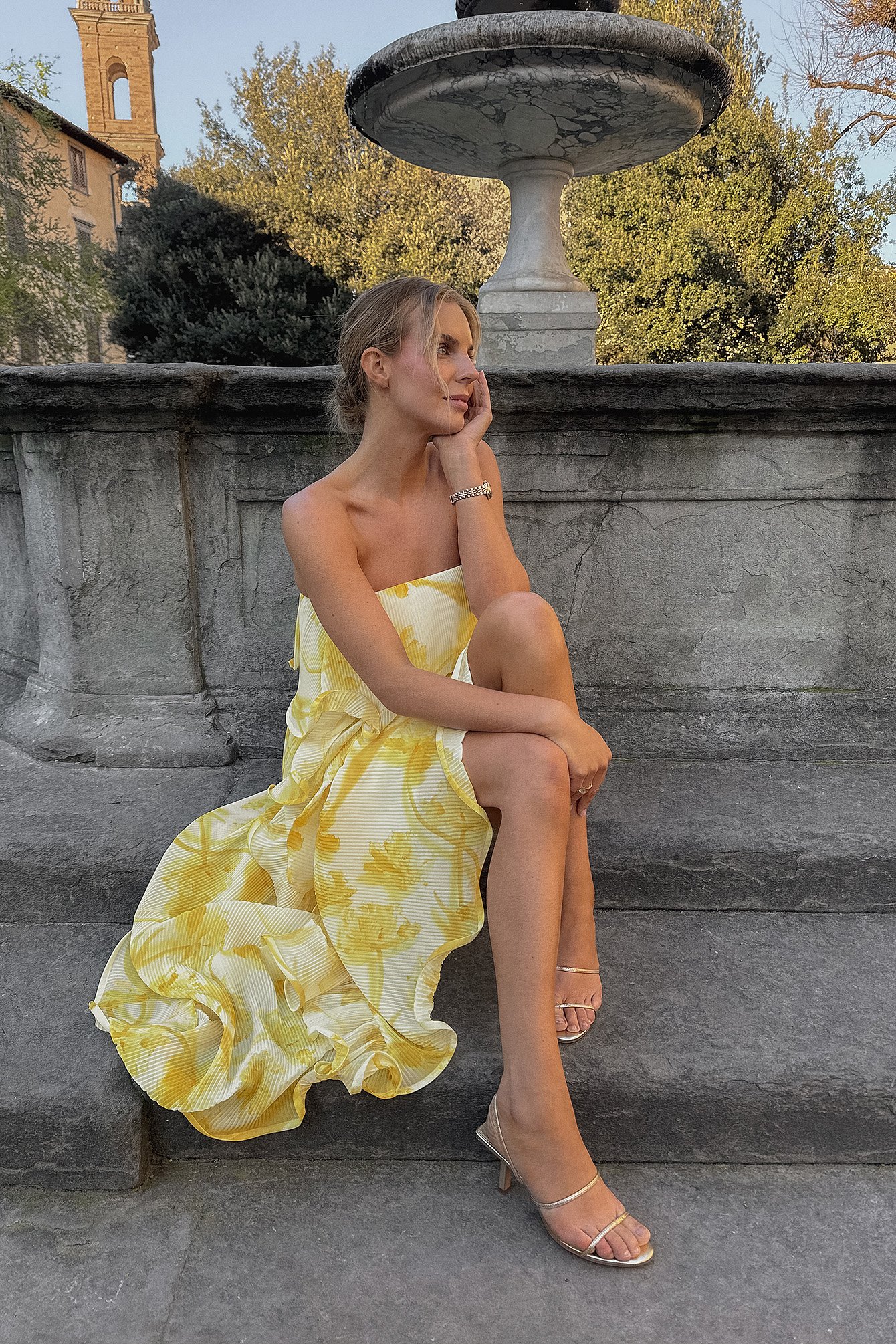 Flounce Maxi Dress Yellow | NA-KD Flounce Maxi Dress Yellow | NA-KD