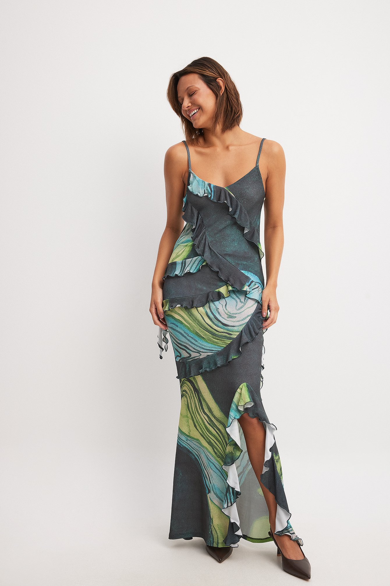 NA-KD Jupe longue à volants - Jupes à volants - Multicolore - Small - NA-KD / NAKD