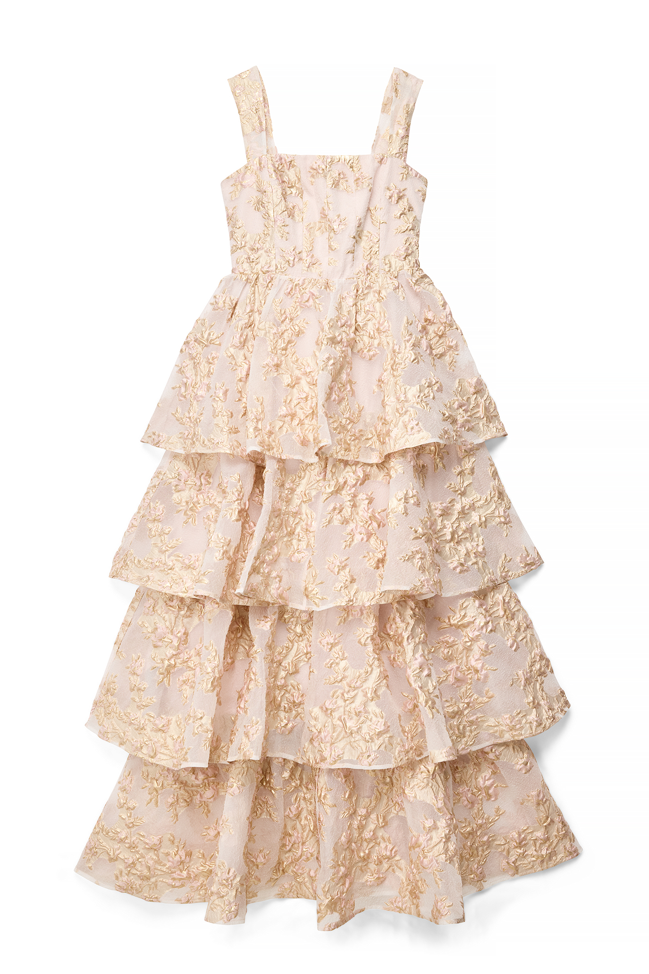Pink Flounce Volume Maxi Dress