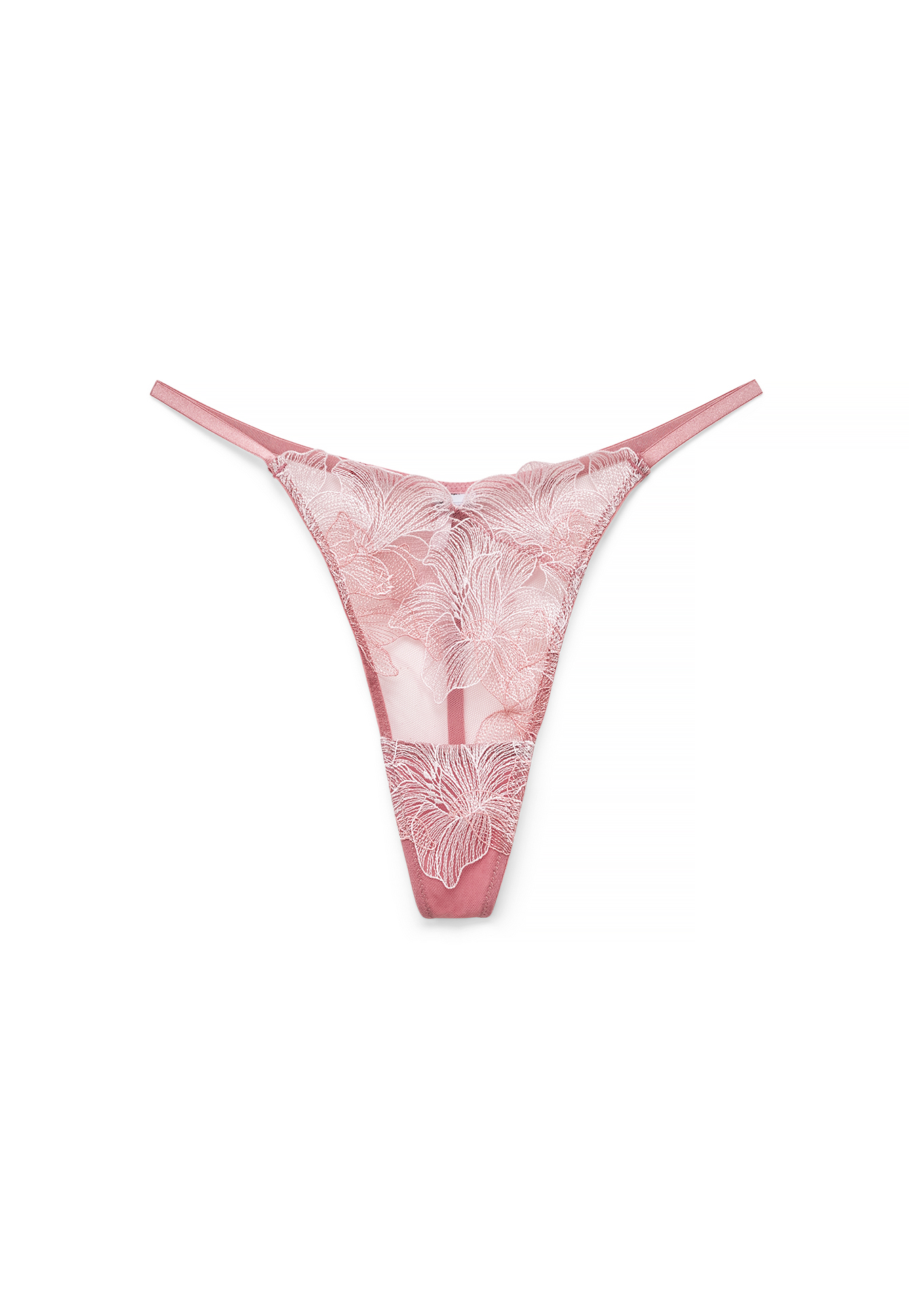 NA-KD Tanga met bloemenborduursel - Onderbroeken - Roze - XS - NA-KD / NAKD