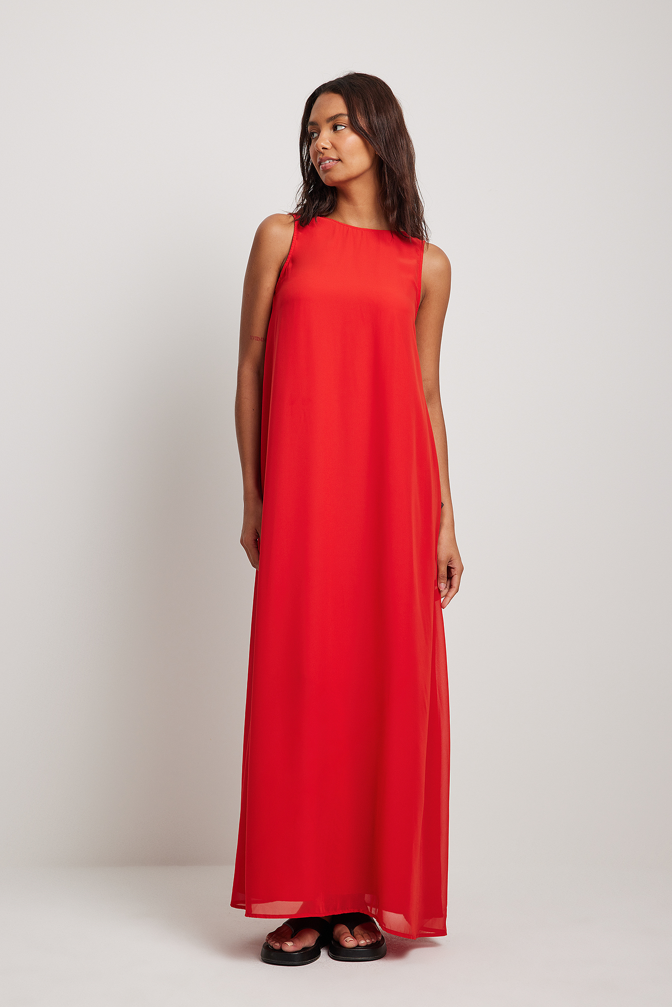 Flowy Chiffon Maxi Dress Red | na-kd.com