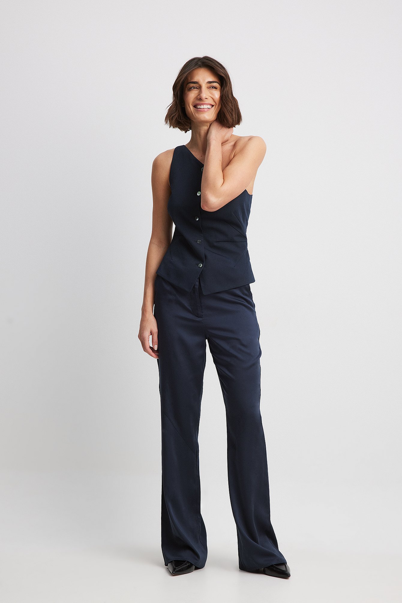 Flowy Fitted Trousers Blue | NA-KD