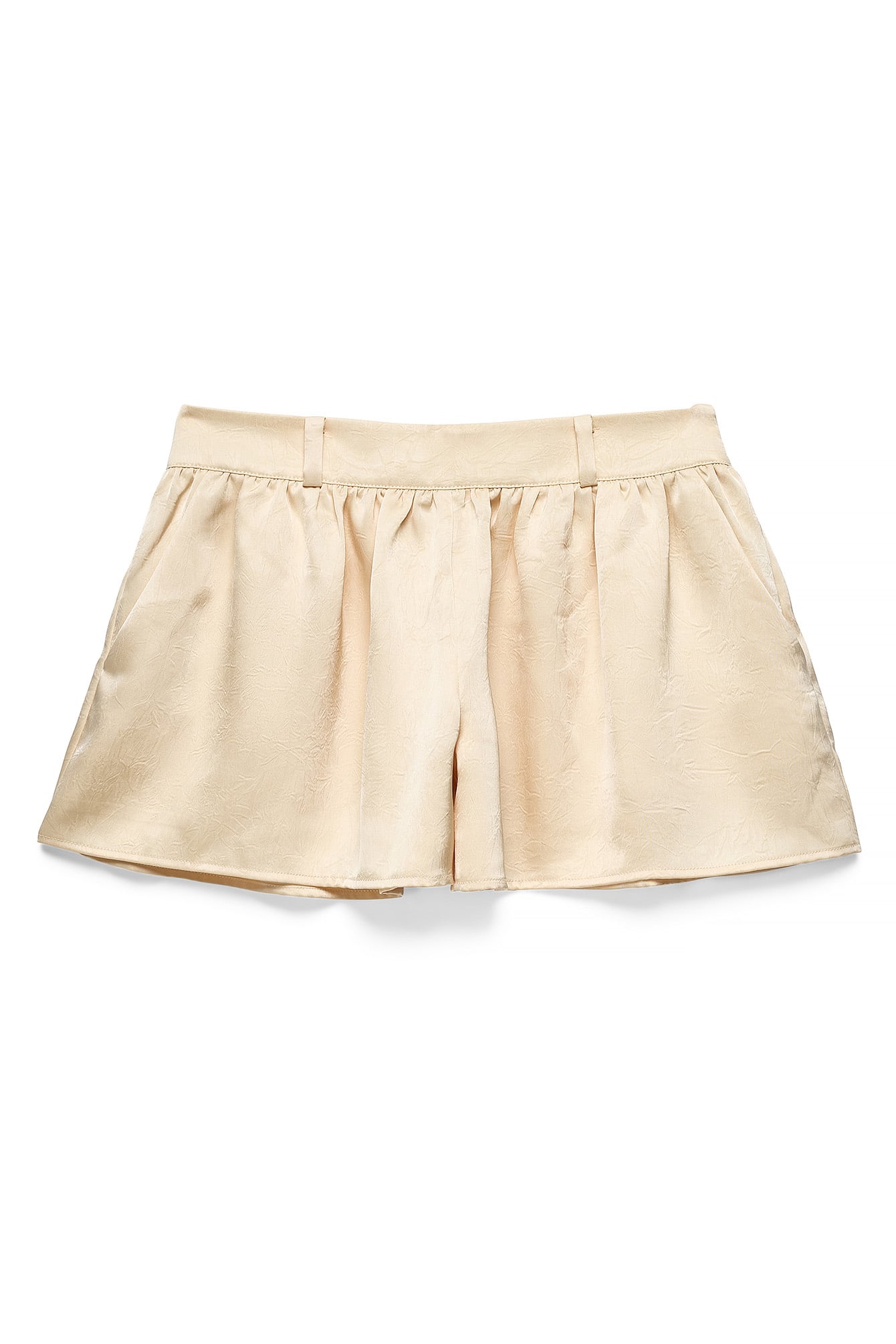 Beige Flowy Mid Waist Shorts
